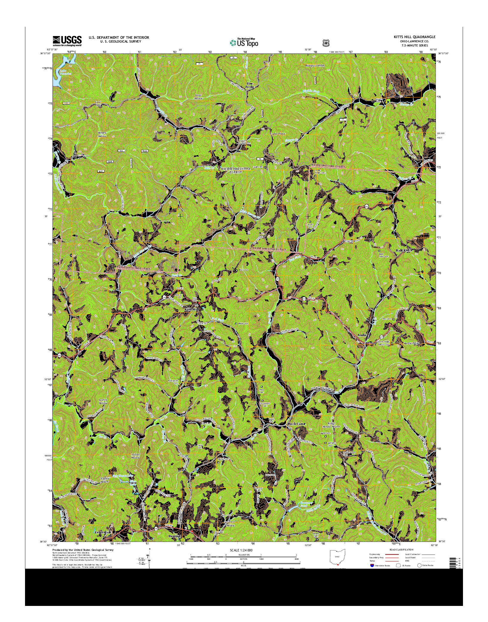 USGS US TOPO 7.5-MINUTE MAP FOR KITTS HILL, OH 2013
