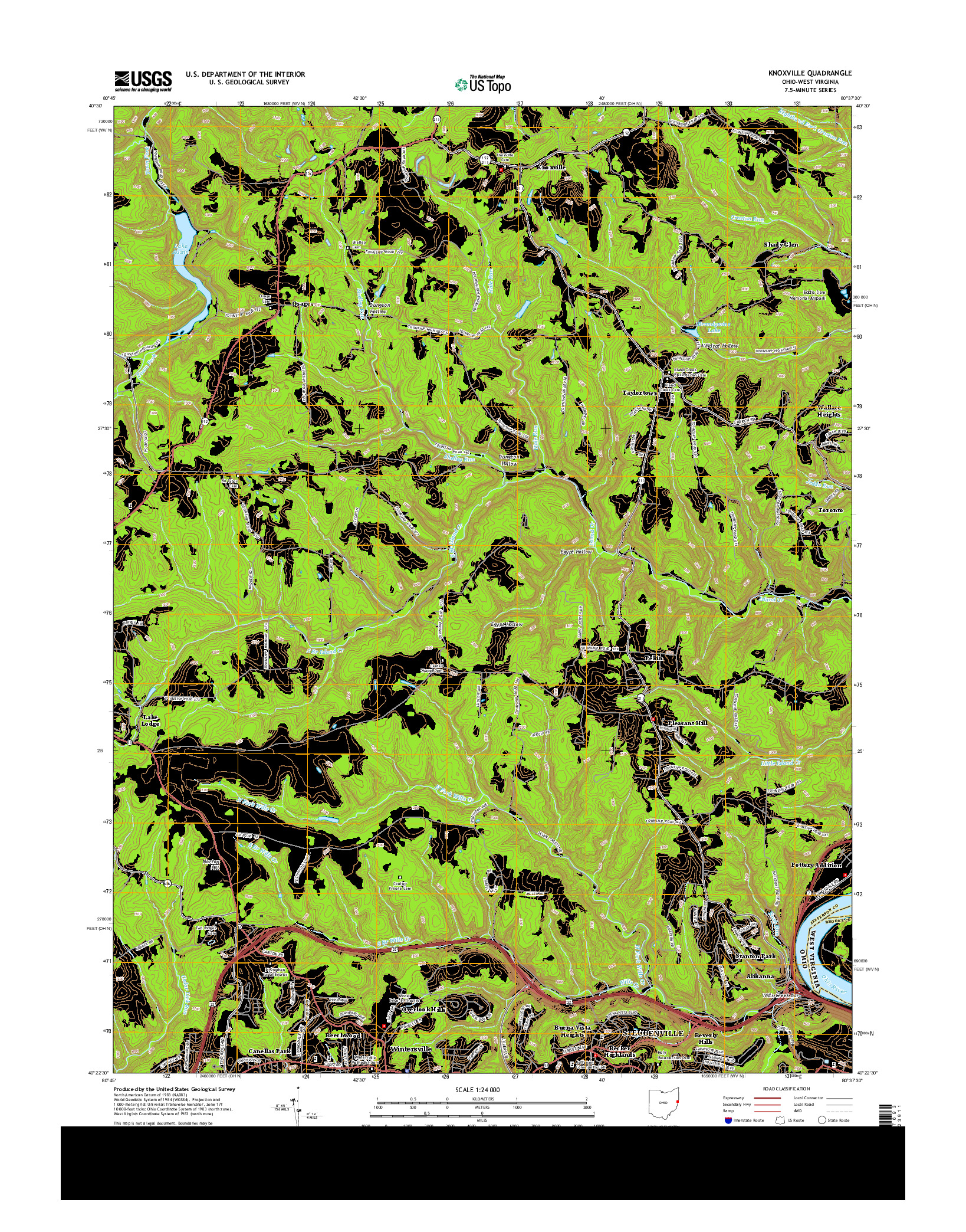 USGS US TOPO 7.5-MINUTE MAP FOR KNOXVILLE, OH-WV 2013