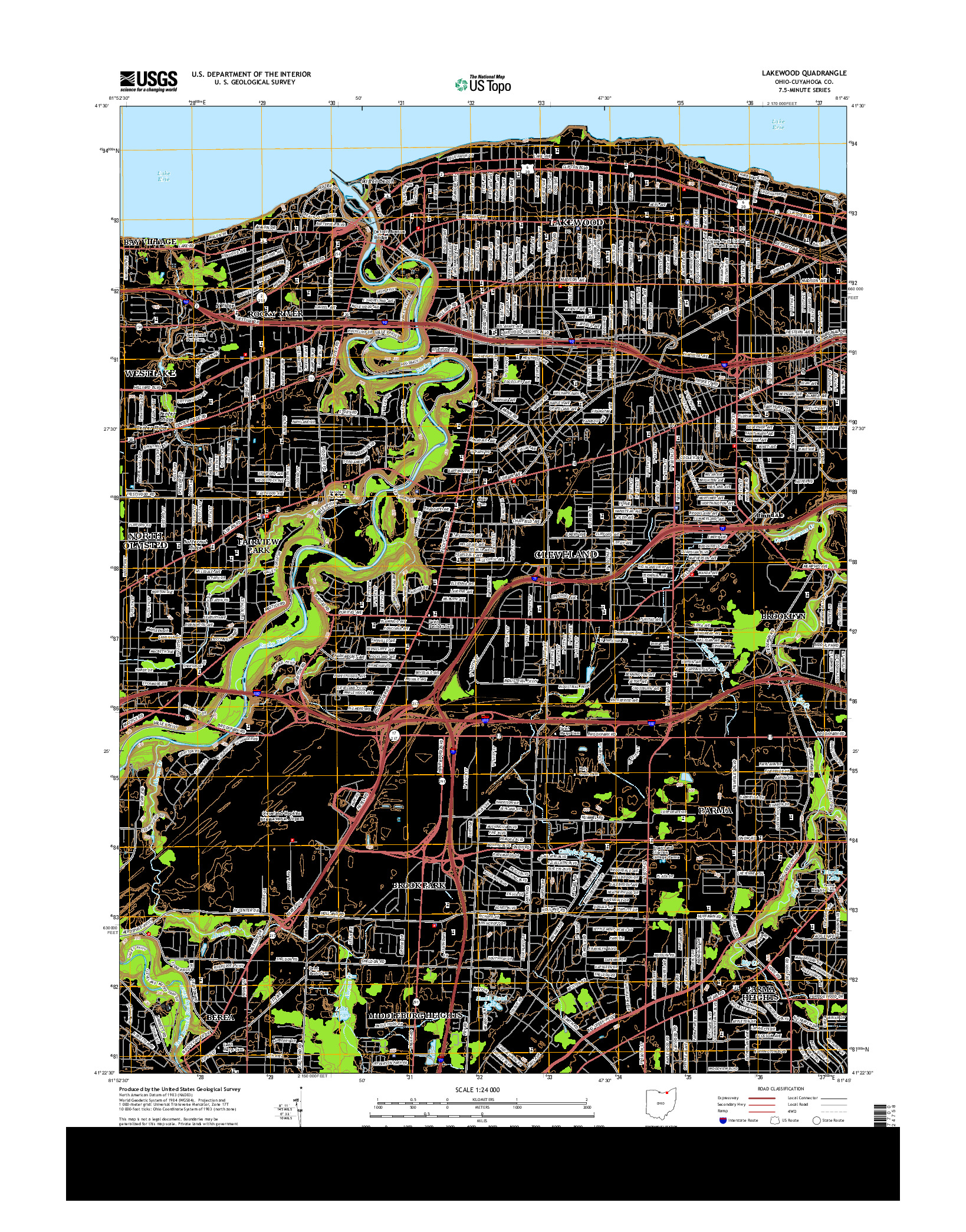 USGS US TOPO 7.5-MINUTE MAP FOR LAKEWOOD, OH 2013