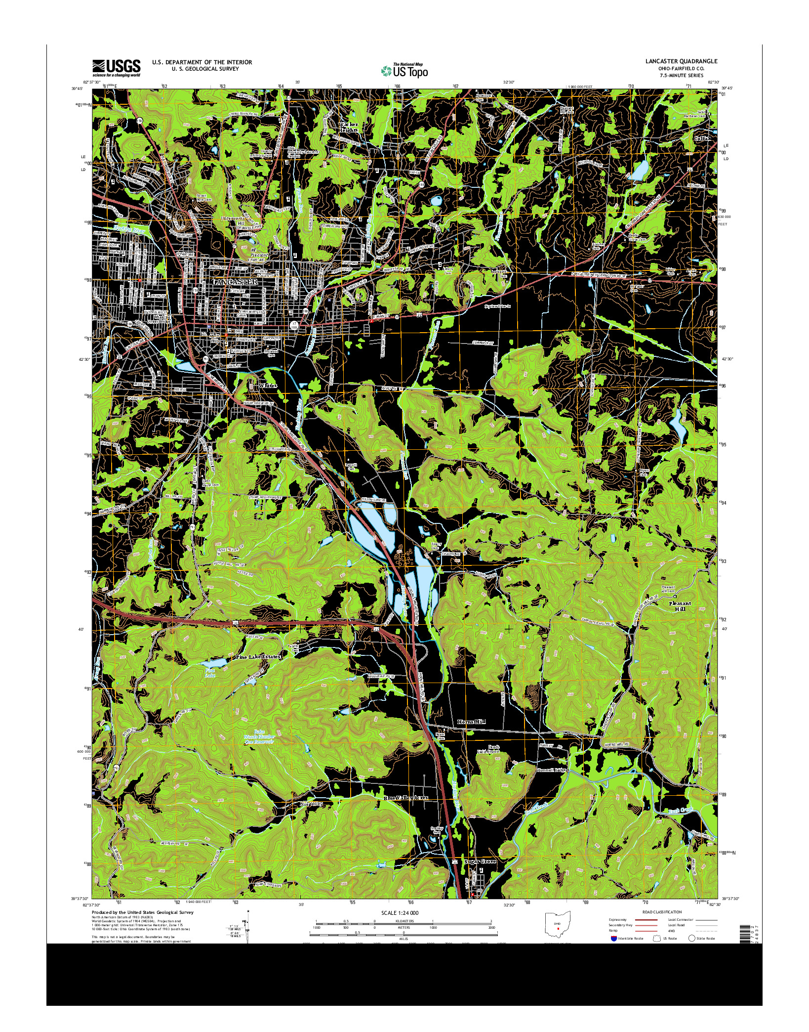 USGS US TOPO 7.5-MINUTE MAP FOR LANCASTER, OH 2013