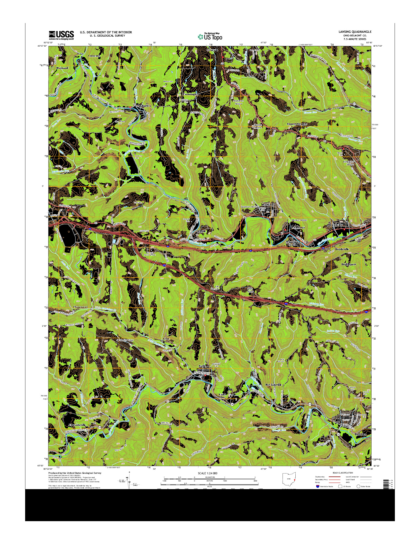 USGS US TOPO 7.5-MINUTE MAP FOR LANSING, OH 2013