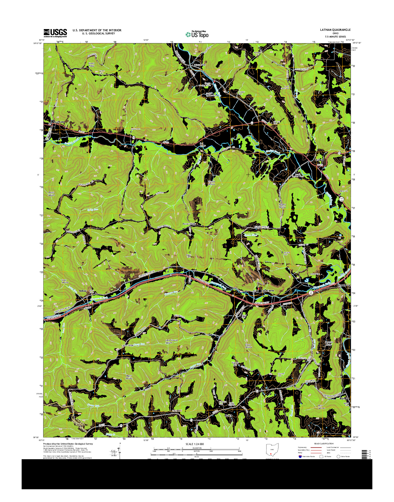 USGS US TOPO 7.5-MINUTE MAP FOR LATHAM, OH 2013