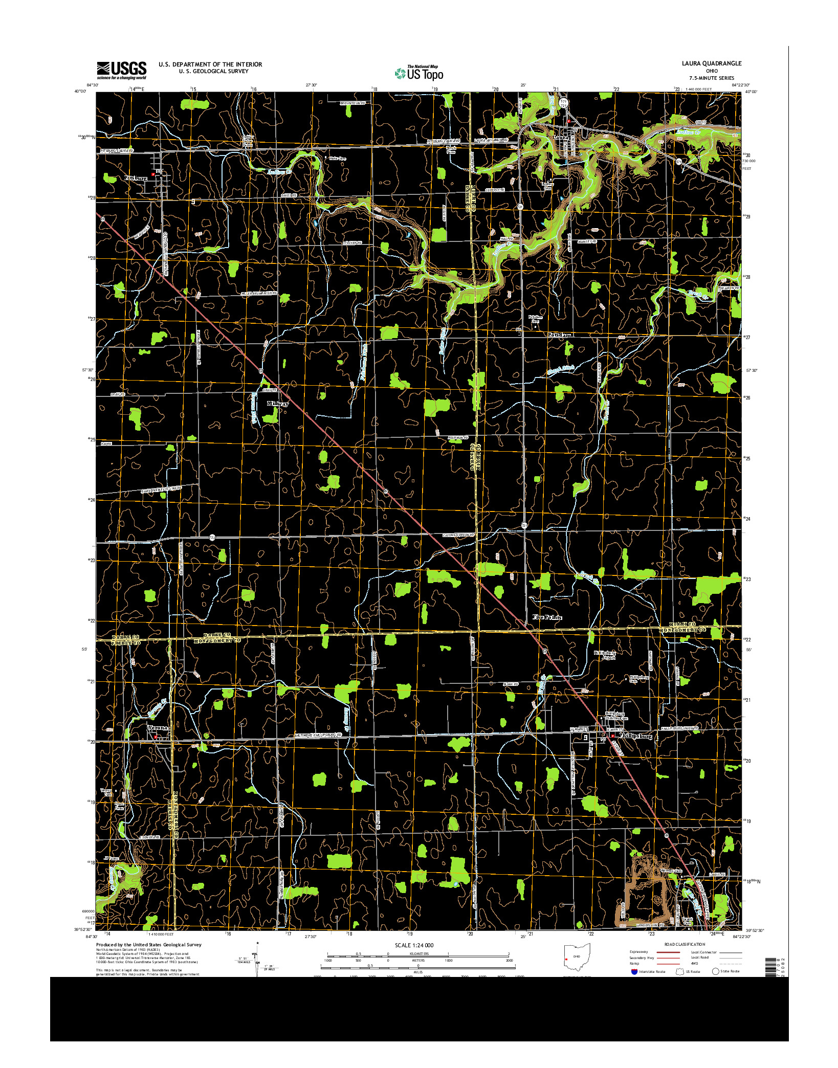 USGS US TOPO 7.5-MINUTE MAP FOR LAURA, OH 2013