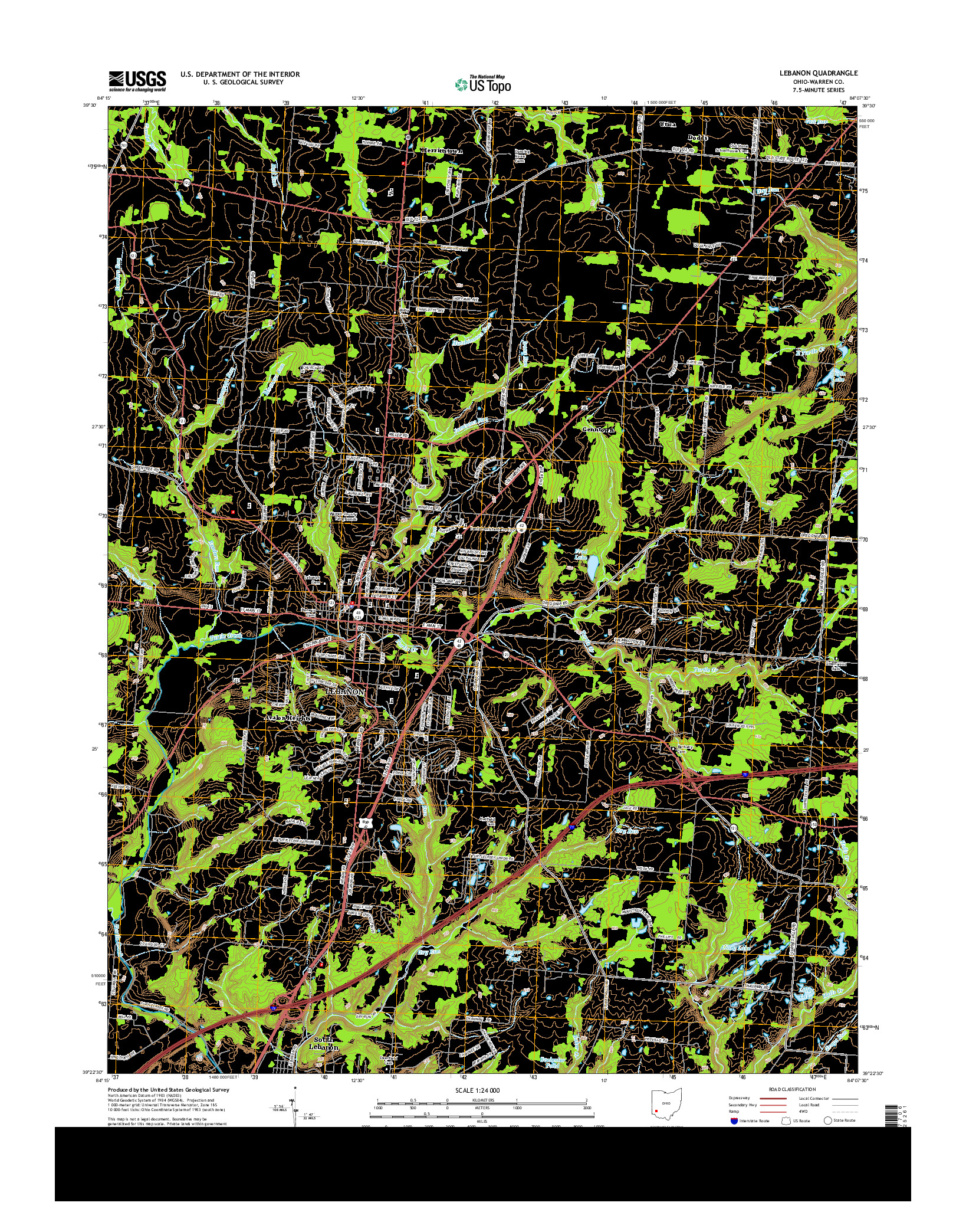 USGS US TOPO 7.5-MINUTE MAP FOR LEBANON, OH 2013