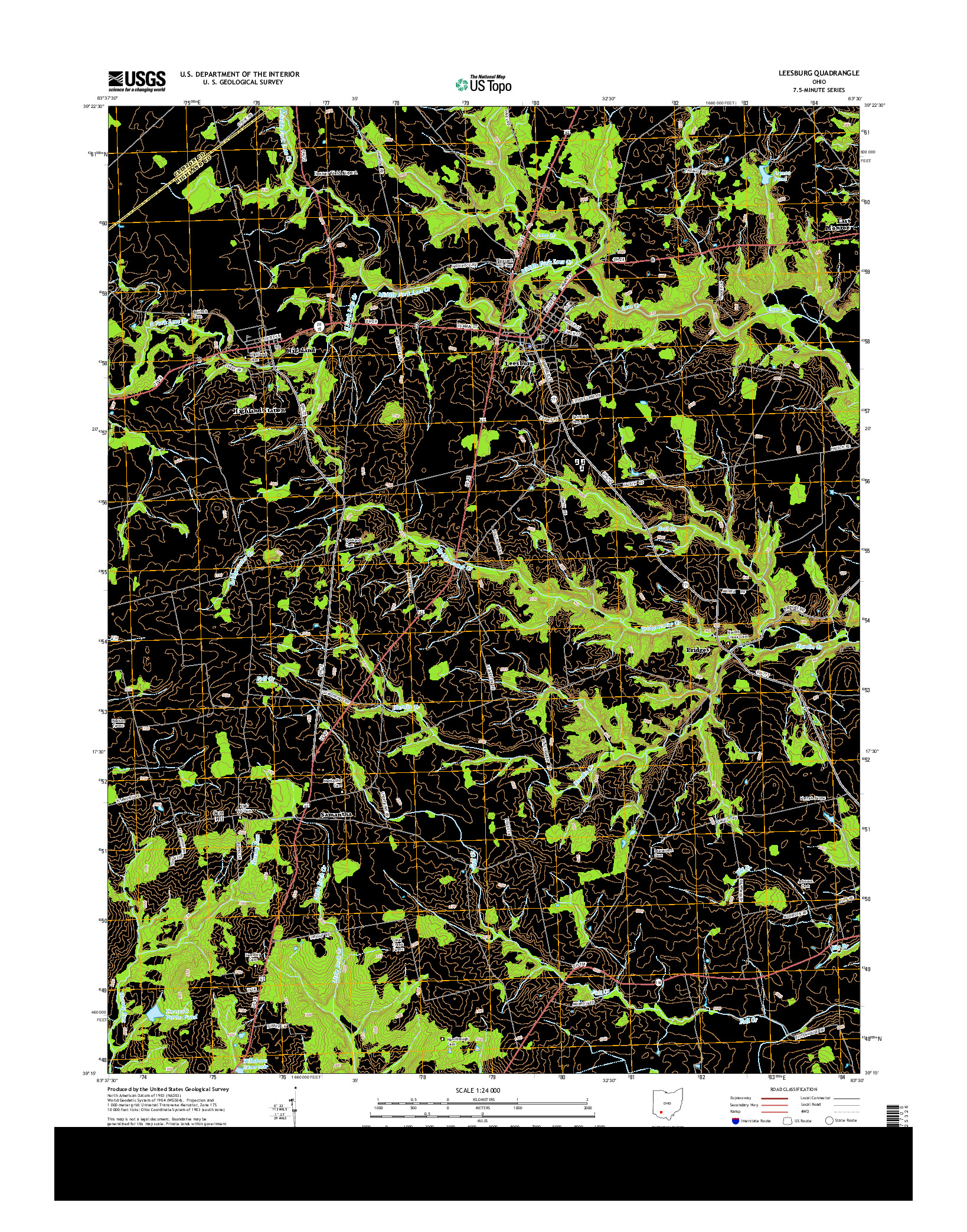 USGS US TOPO 7.5-MINUTE MAP FOR LEESBURG, OH 2013