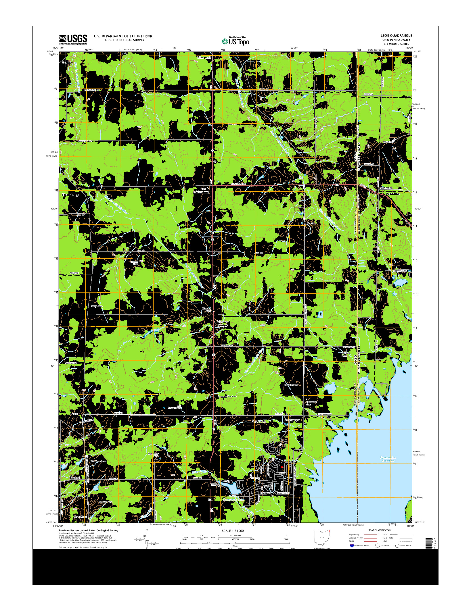 USGS US TOPO 7.5-MINUTE MAP FOR LEON, OH-PA 2013