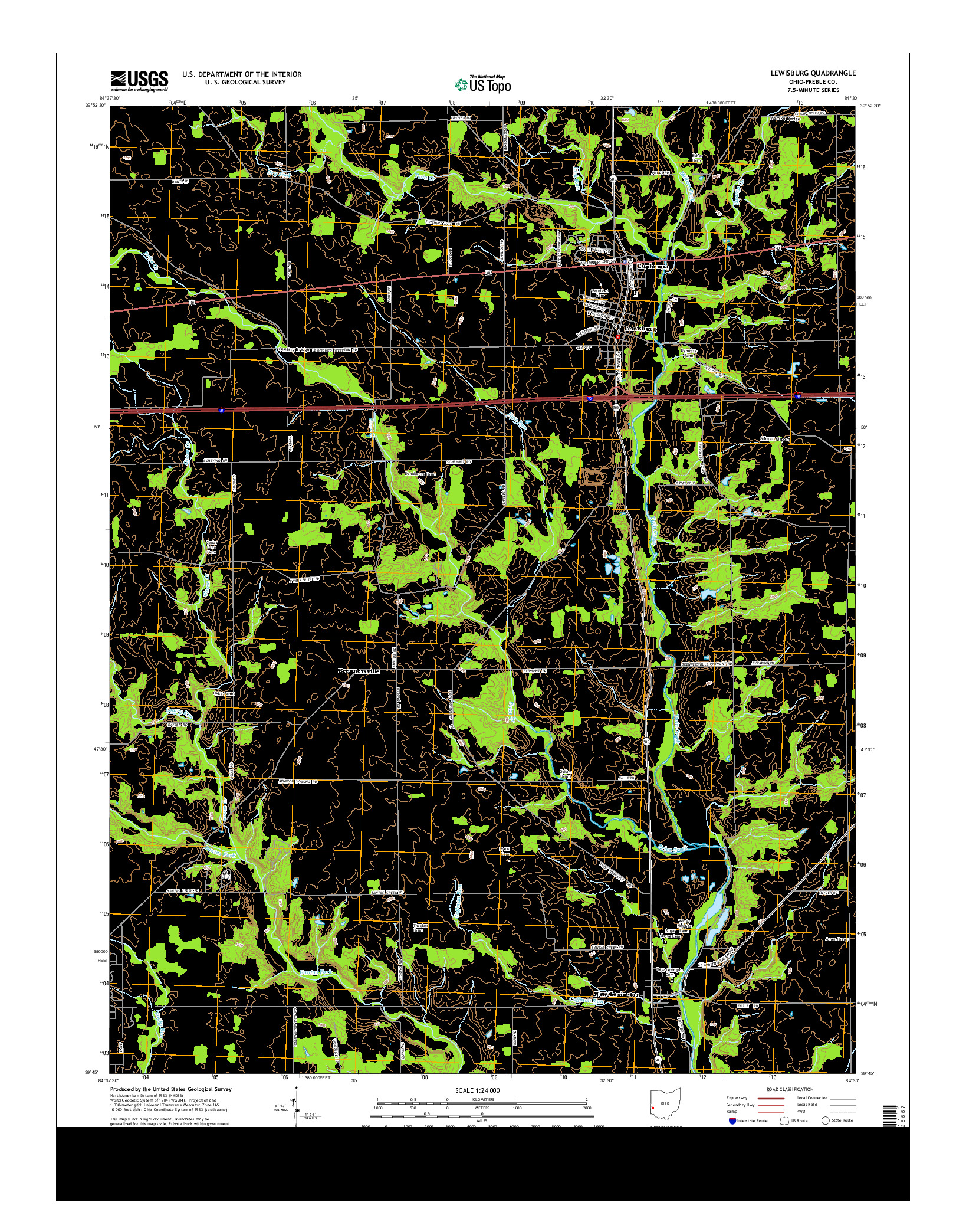 USGS US TOPO 7.5-MINUTE MAP FOR LEWISBURG, OH 2013