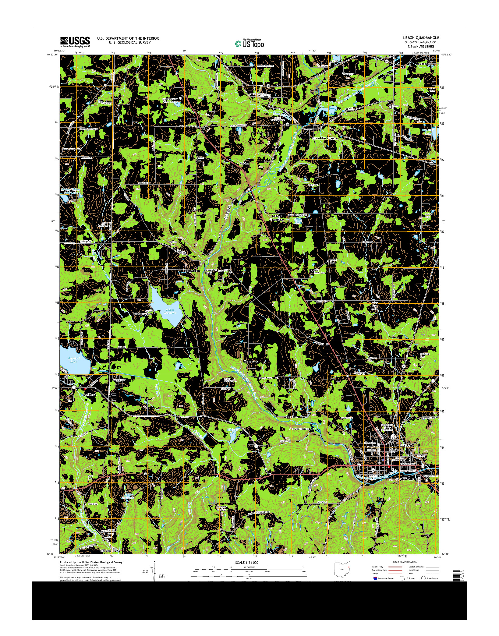 USGS US TOPO 7.5-MINUTE MAP FOR LISBON, OH 2013