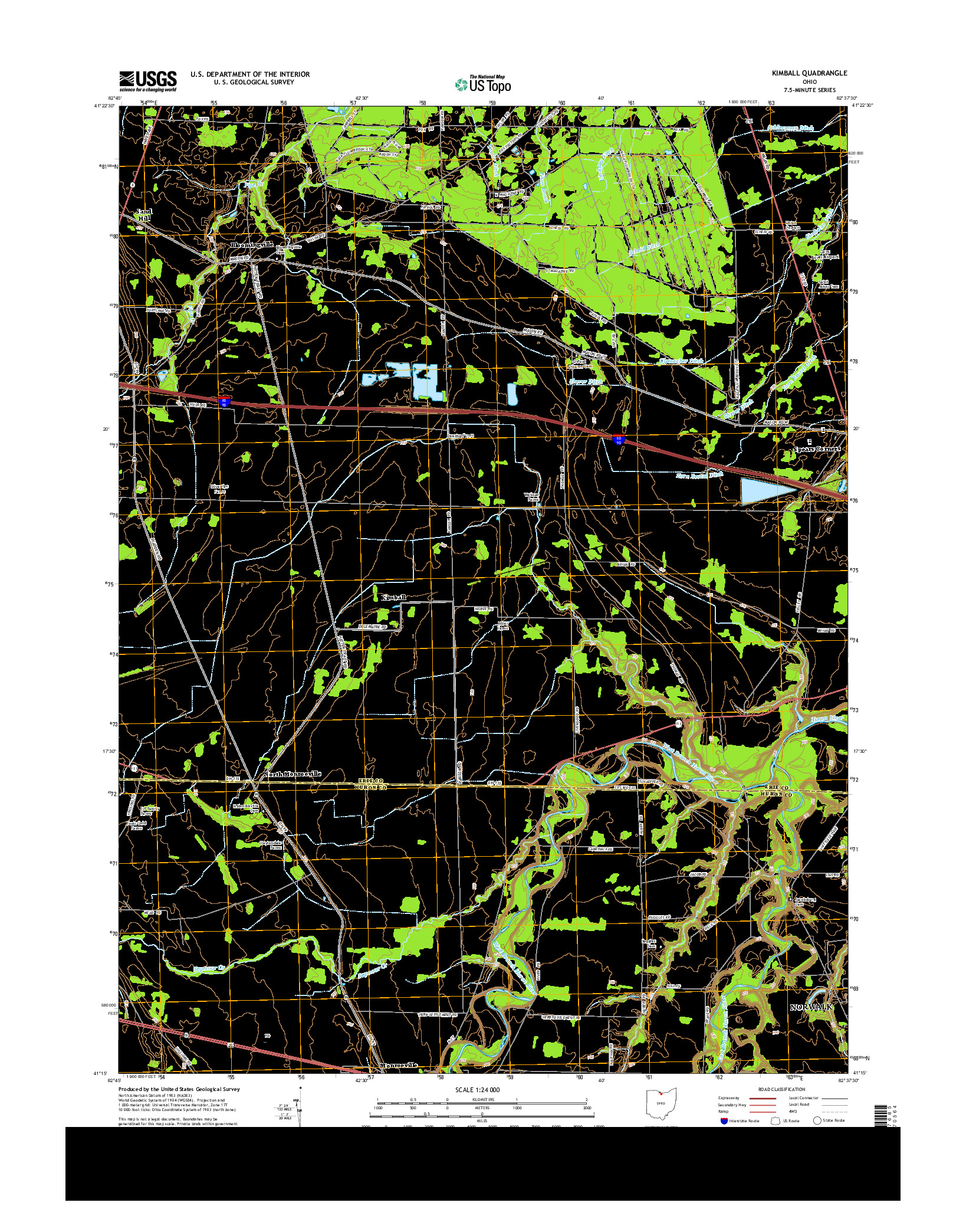 USGS US TOPO 7.5-MINUTE MAP FOR KIMBALL, OH 2013