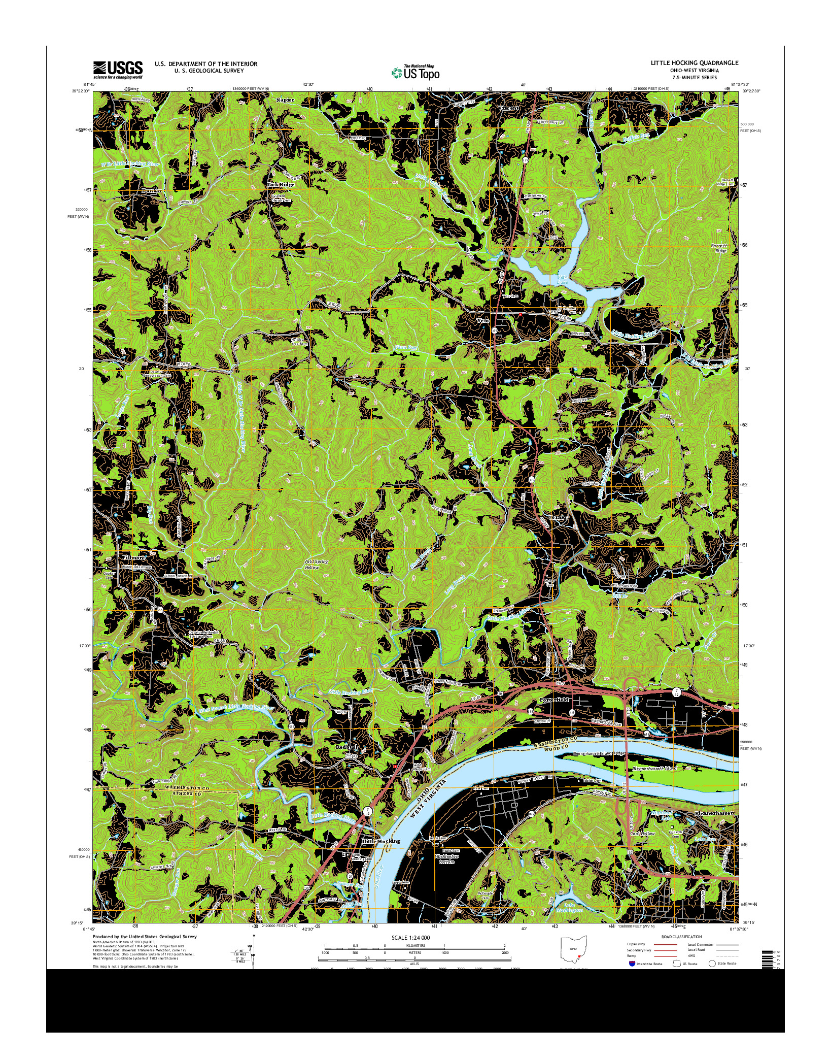 USGS US TOPO 7.5-MINUTE MAP FOR LITTLE HOCKING, OH-WV 2013