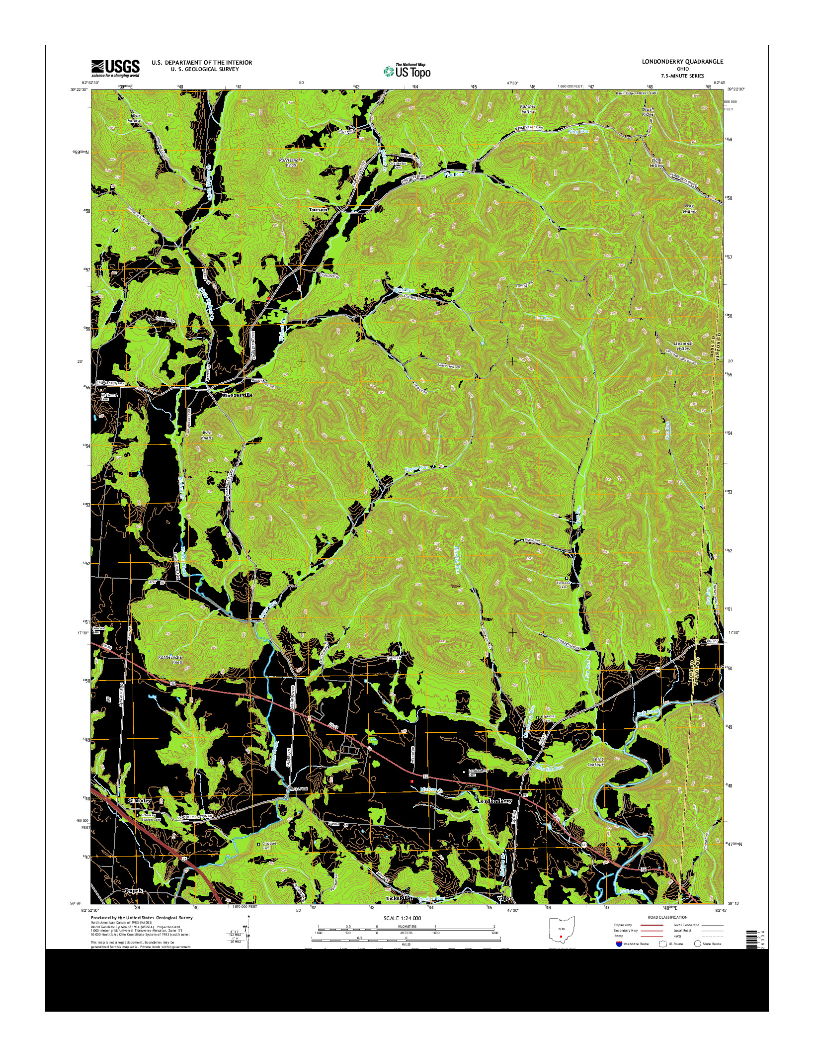 USGS US TOPO 7.5-MINUTE MAP FOR LONDONDERRY, OH 2013