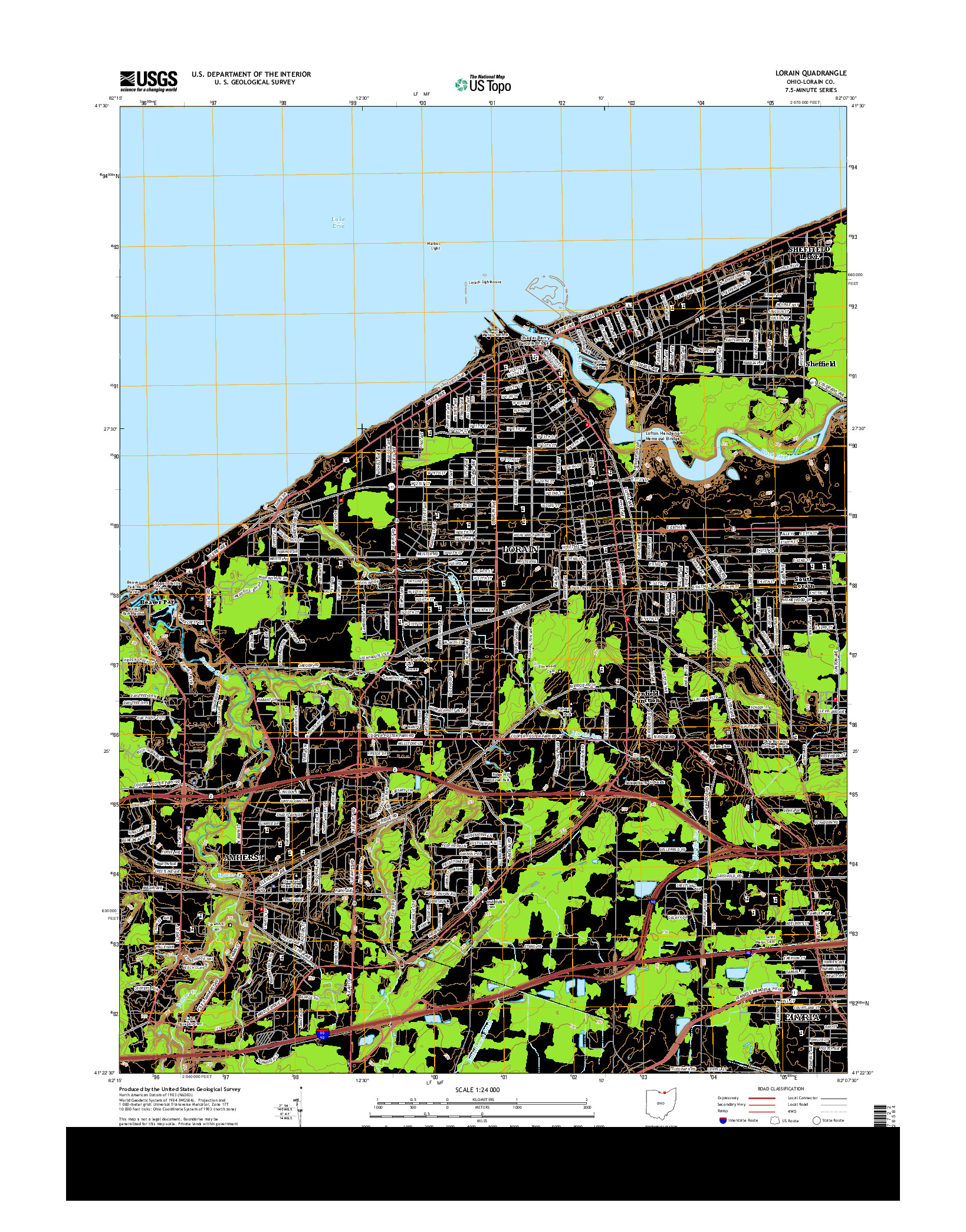 USGS US TOPO 7.5-MINUTE MAP FOR LORAIN, OH 2013