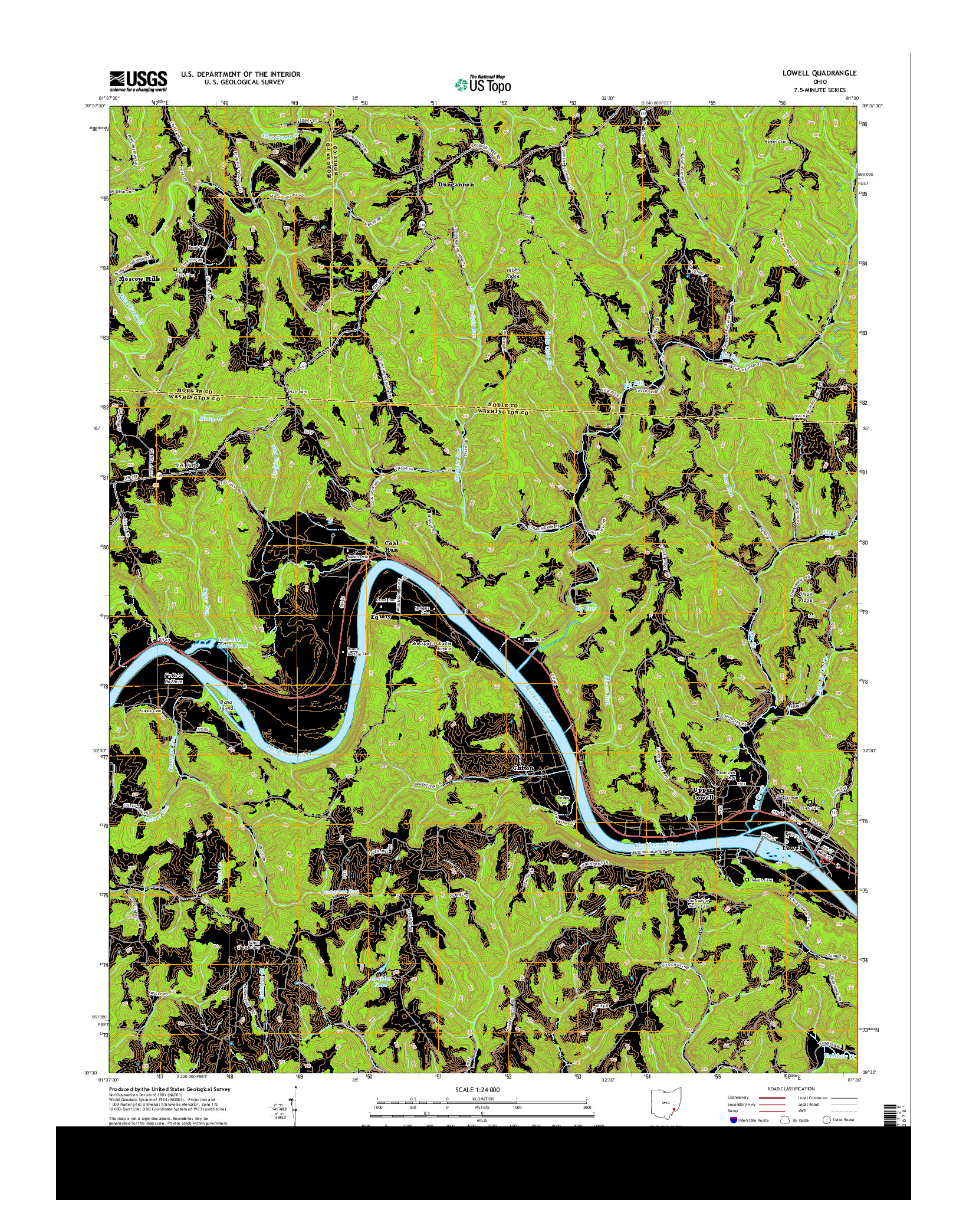 USGS US TOPO 7.5-MINUTE MAP FOR LOWELL, OH 2013