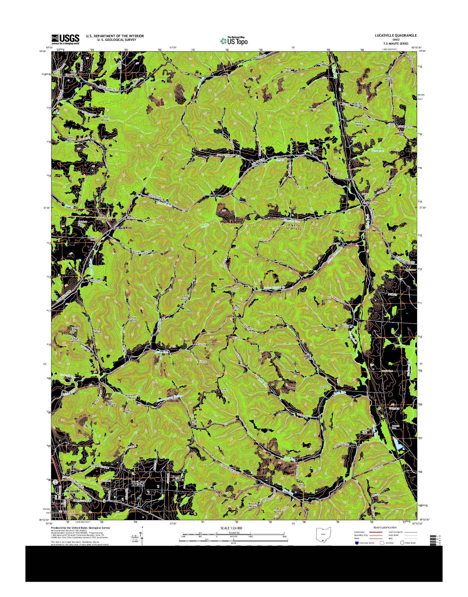 USGS US TOPO 7.5-MINUTE MAP FOR LUCASVILLE, OH 2013