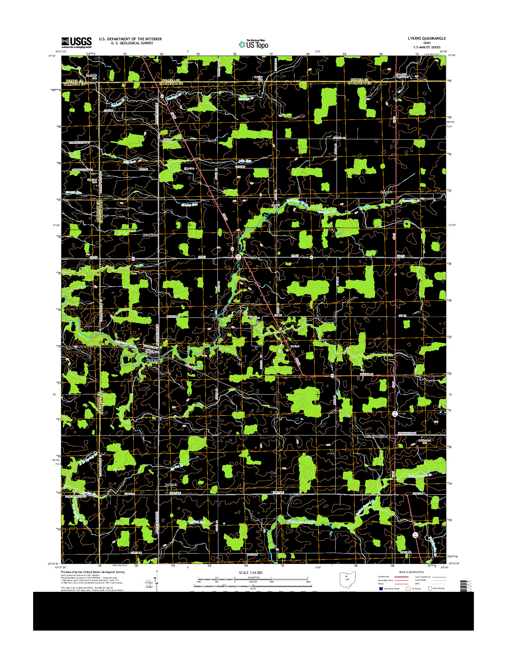 USGS US TOPO 7.5-MINUTE MAP FOR LYKENS, OH 2013