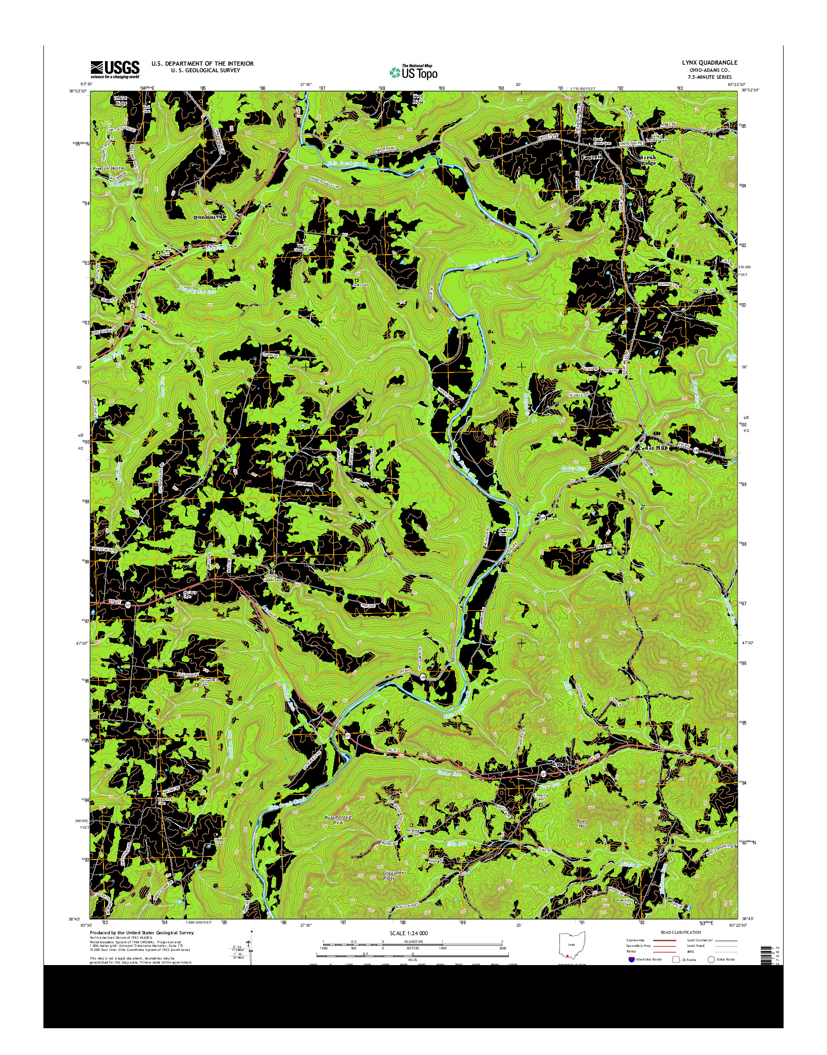 USGS US TOPO 7.5-MINUTE MAP FOR LYNX, OH 2013
