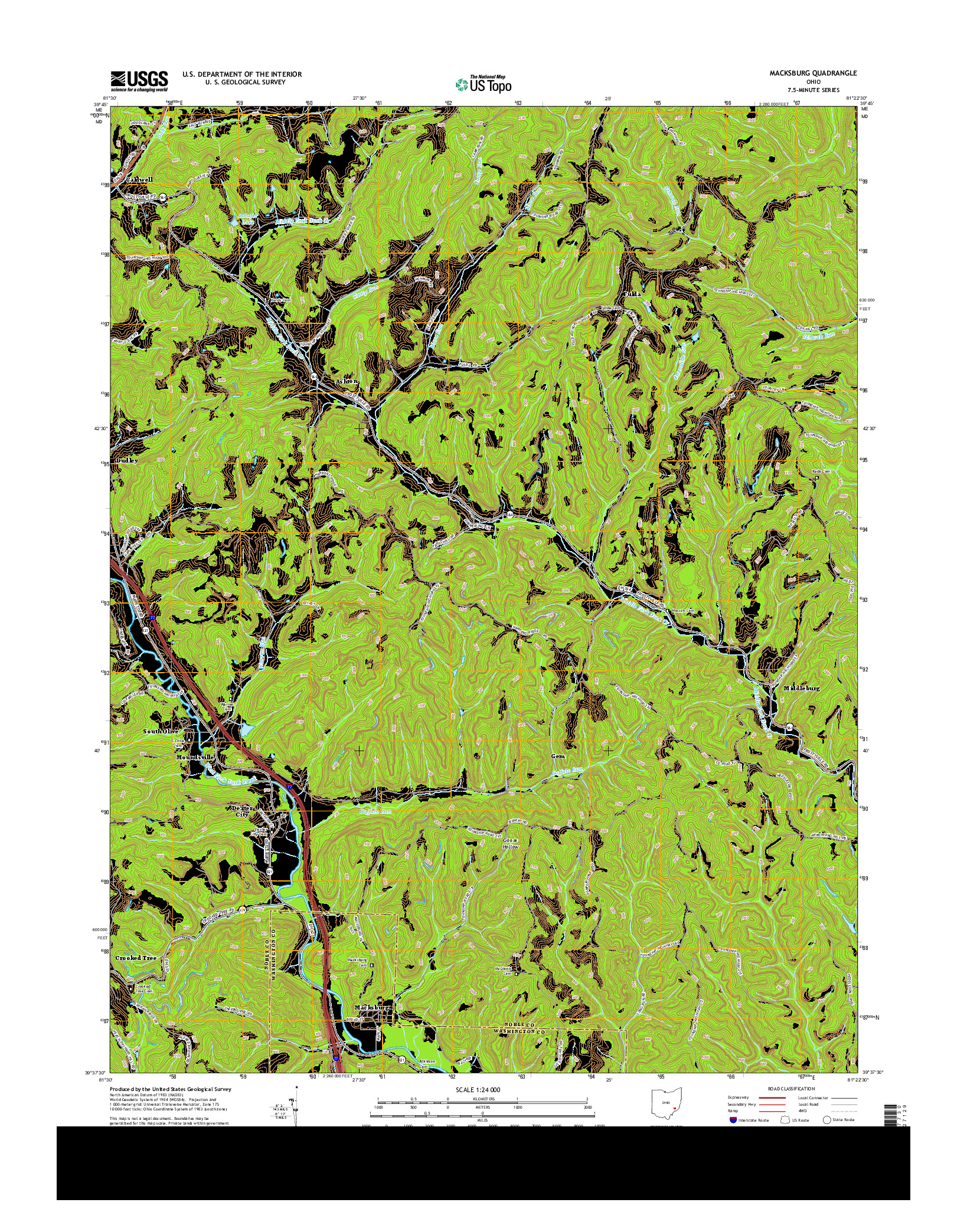 USGS US TOPO 7.5-MINUTE MAP FOR MACKSBURG, OH 2013