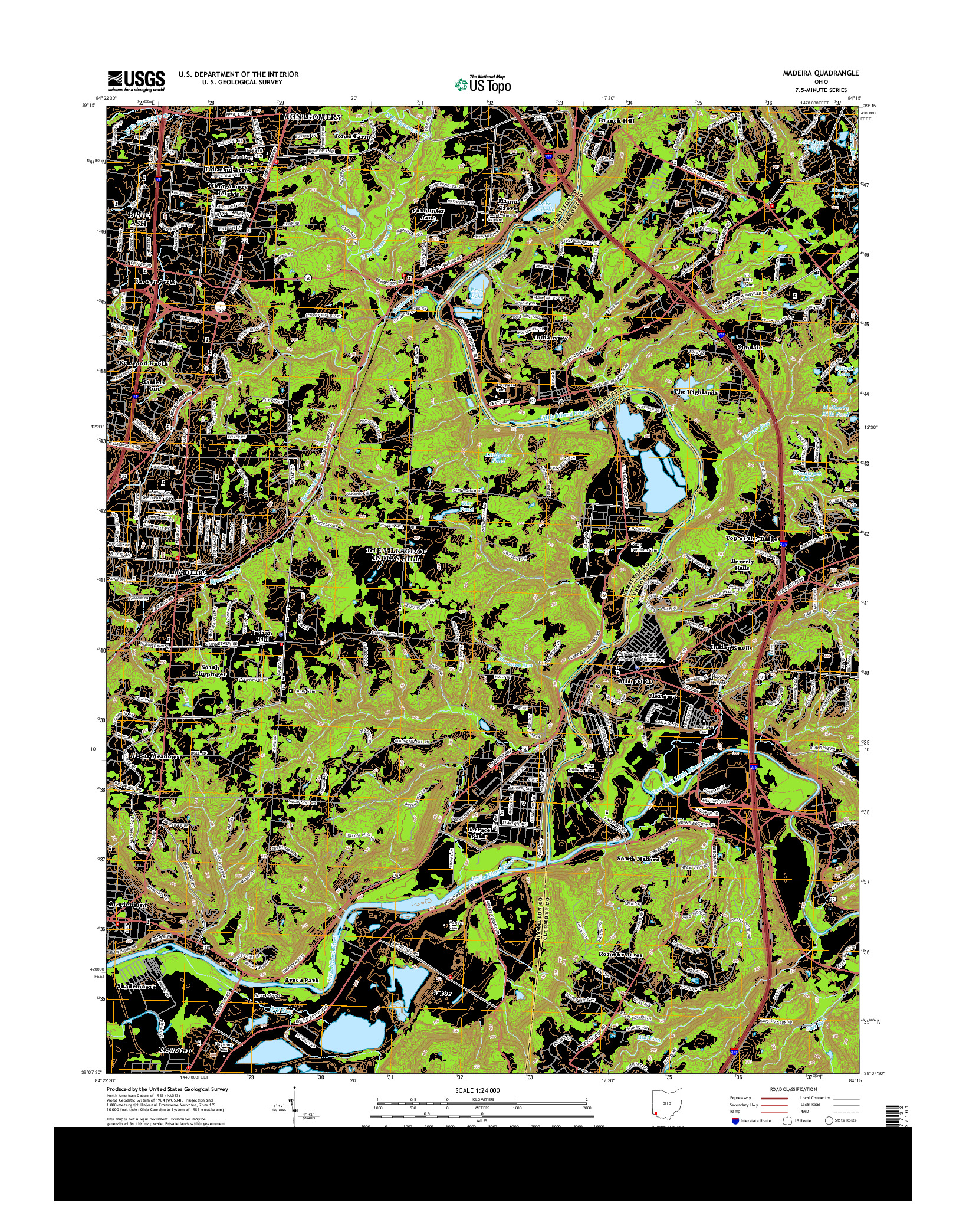 USGS US TOPO 7.5-MINUTE MAP FOR MADEIRA, OH 2013
