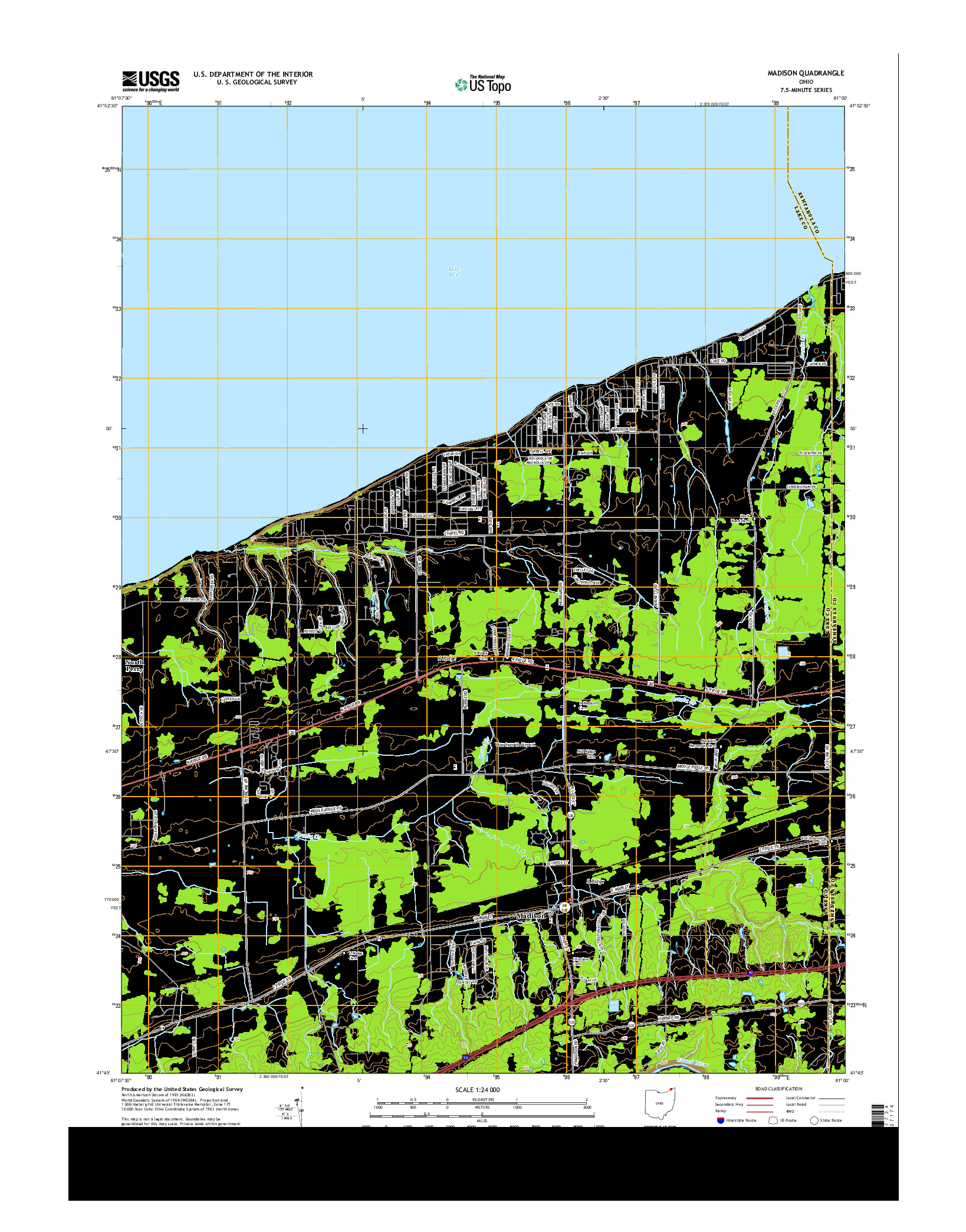 USGS US TOPO 7.5-MINUTE MAP FOR MADISON, OH 2013