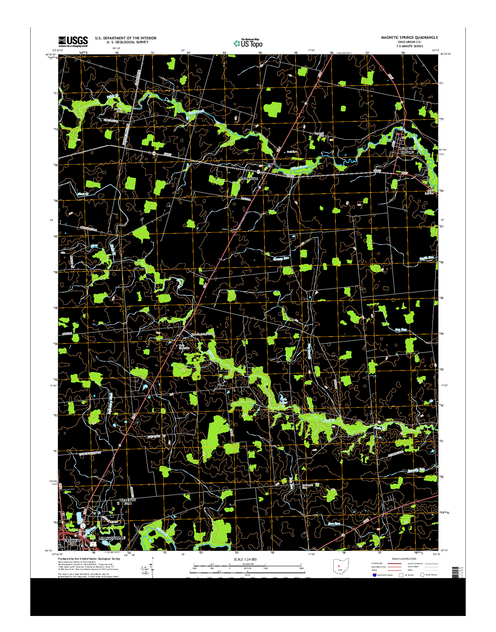 USGS US TOPO 7.5-MINUTE MAP FOR MAGNETIC SPRINGS, OH 2013