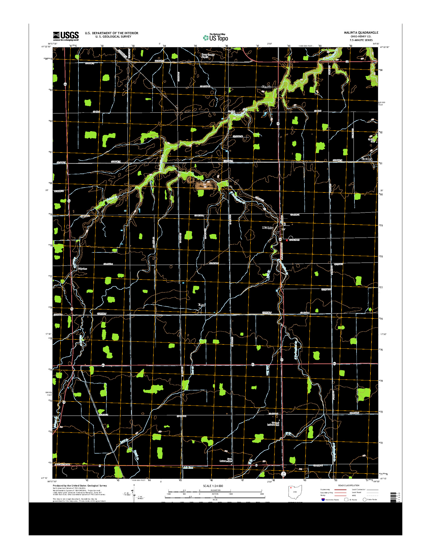 USGS US TOPO 7.5-MINUTE MAP FOR MALINTA, OH 2013