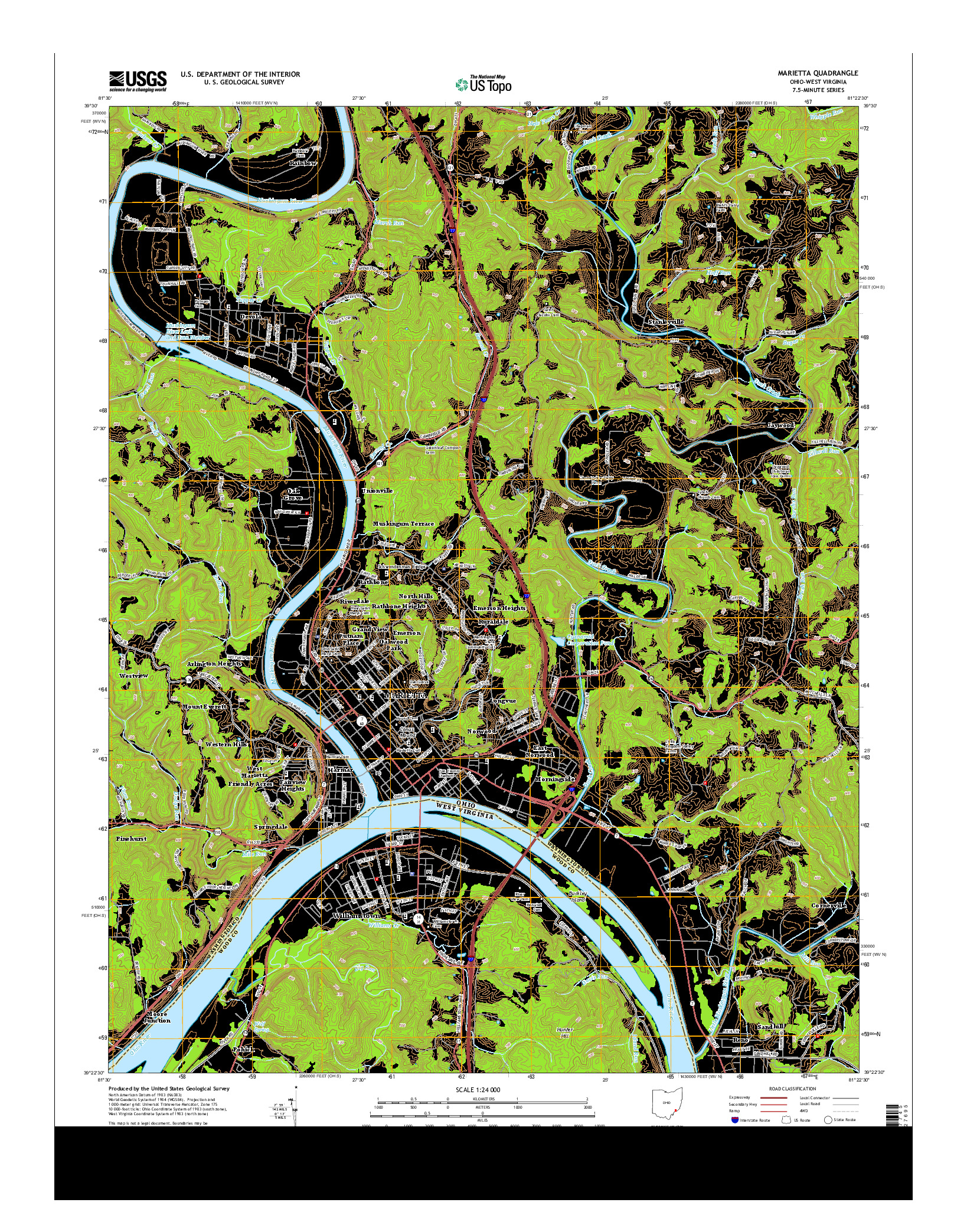USGS US TOPO 7.5-MINUTE MAP FOR MARIETTA, OH-WV 2013