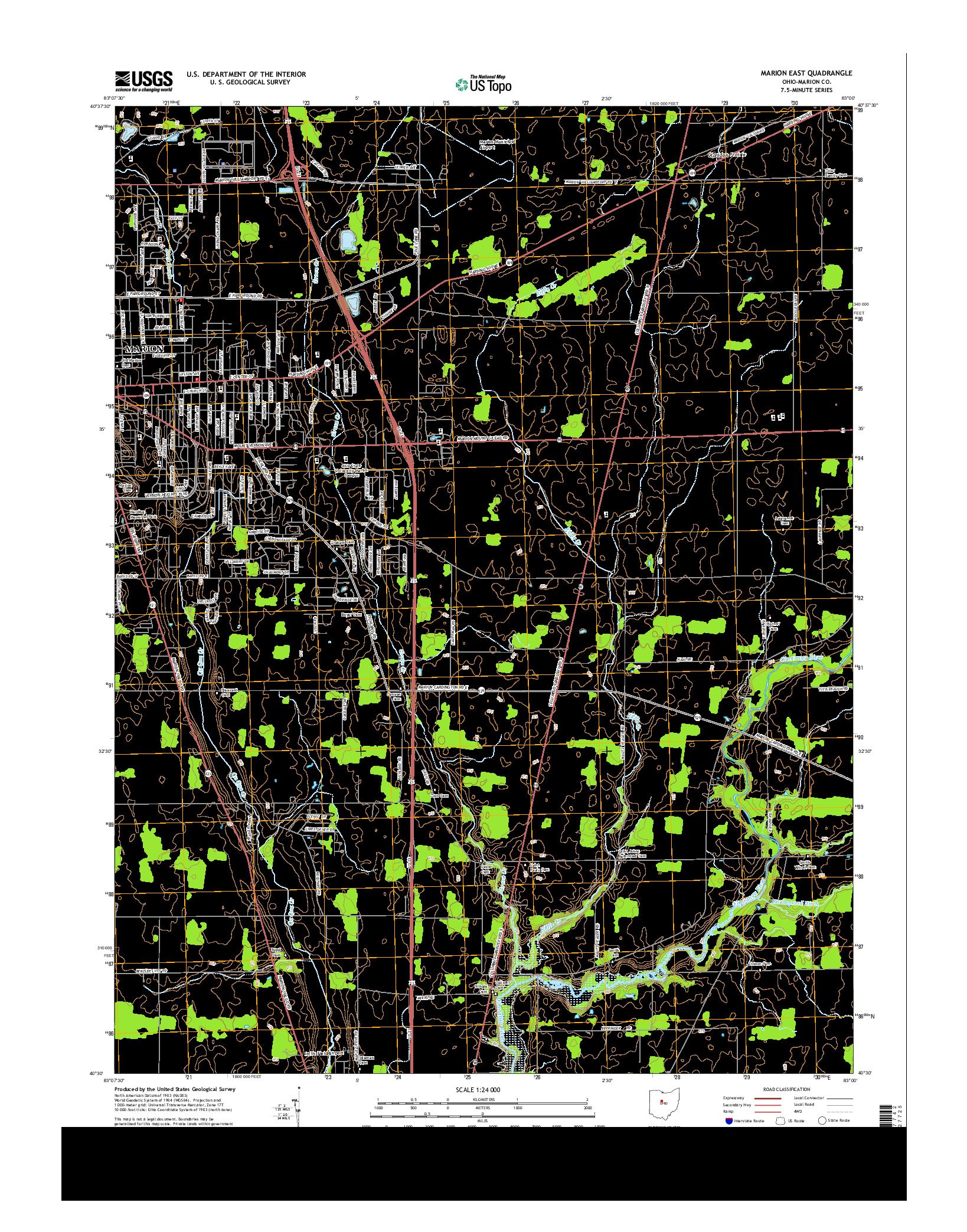 USGS US TOPO 7.5-MINUTE MAP FOR MARION EAST, OH 2013