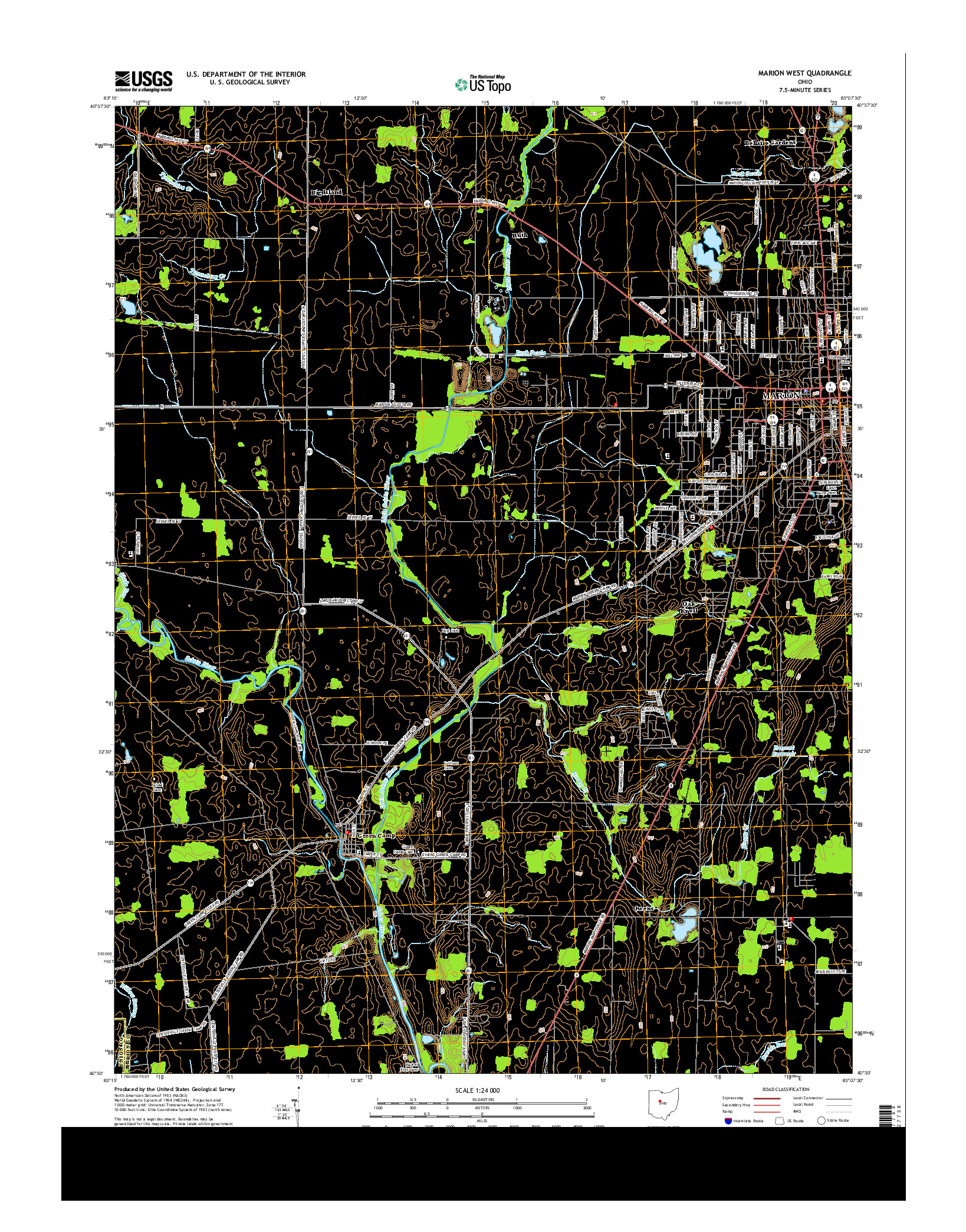 USGS US TOPO 7.5-MINUTE MAP FOR MARION WEST, OH 2013