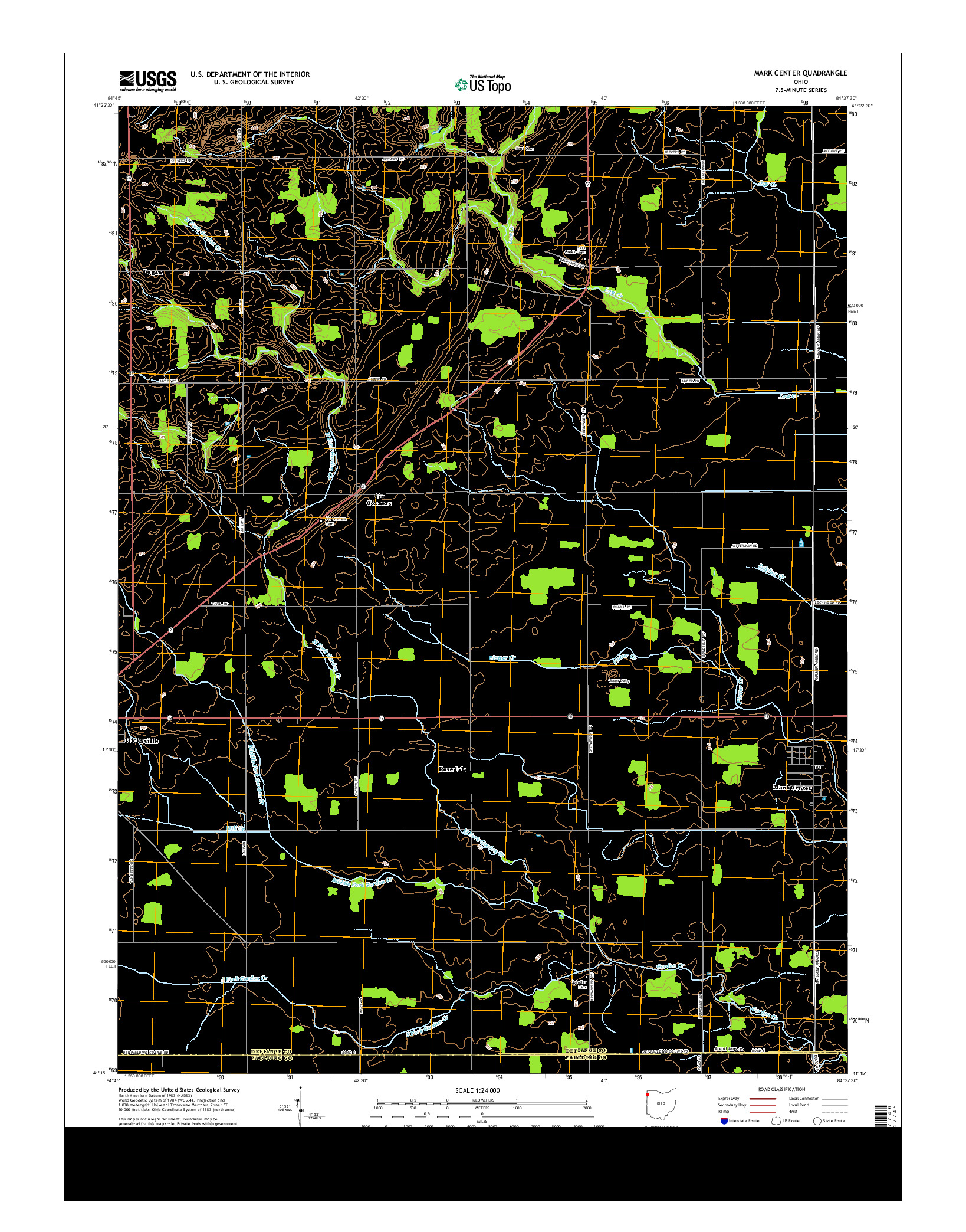 USGS US TOPO 7.5-MINUTE MAP FOR MARK CENTER, OH 2013