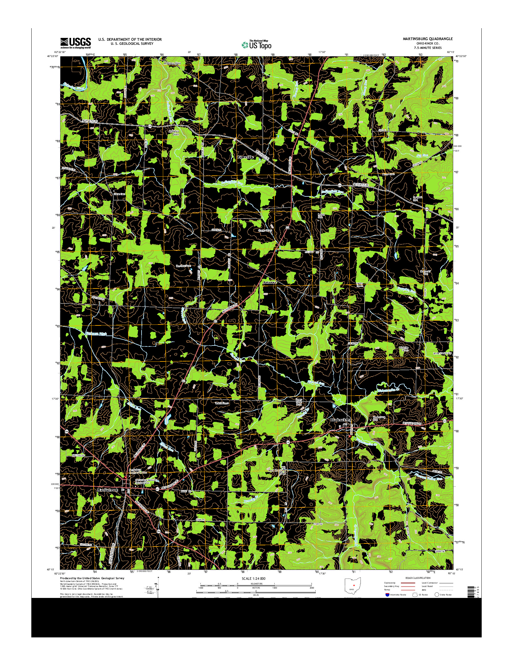 USGS US TOPO 7.5-MINUTE MAP FOR MARTINSBURG, OH 2013