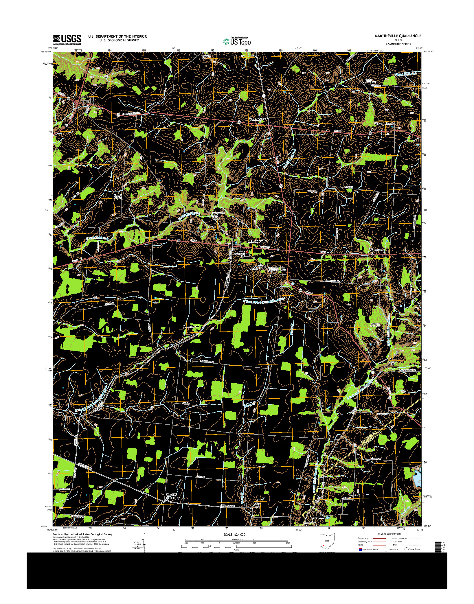 USGS US TOPO 7.5-MINUTE MAP FOR MARTINSVILLE, OH 2013