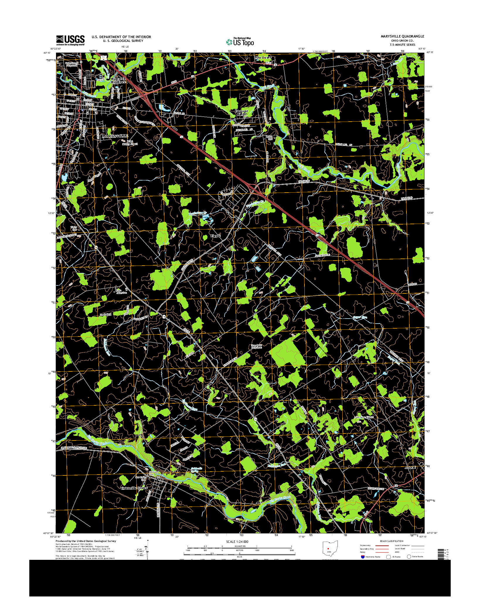 USGS US TOPO 7.5-MINUTE MAP FOR MARYSVILLE, OH 2013