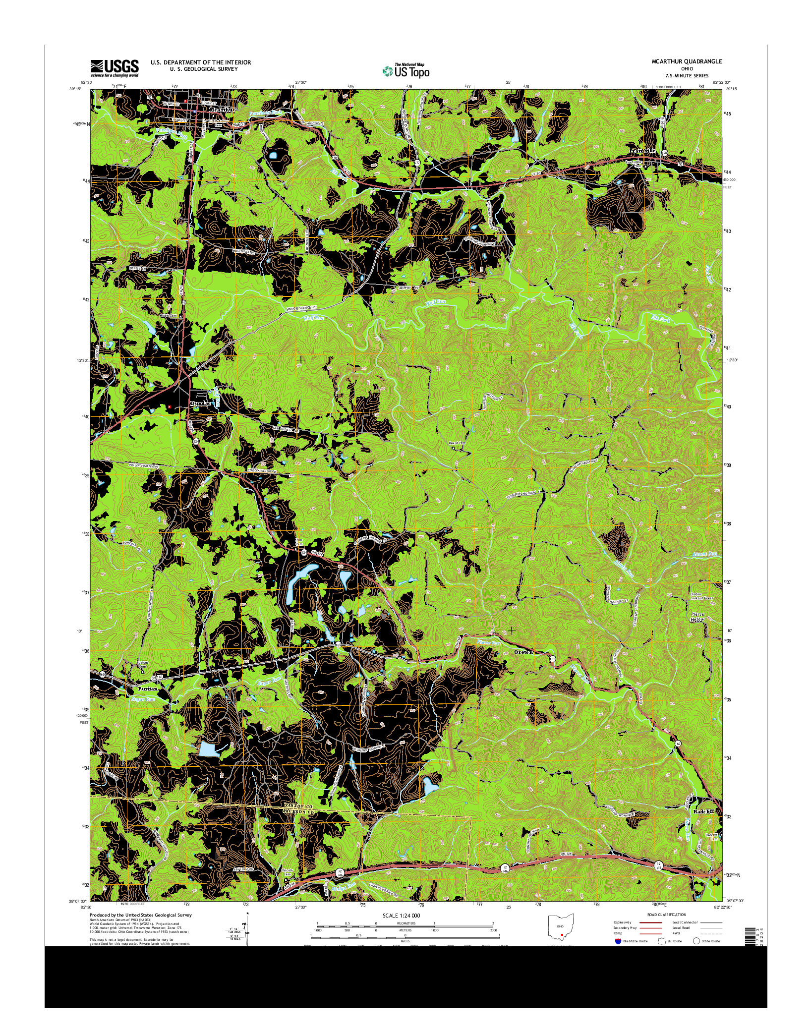 USGS US TOPO 7.5-MINUTE MAP FOR MCARTHUR, OH 2013