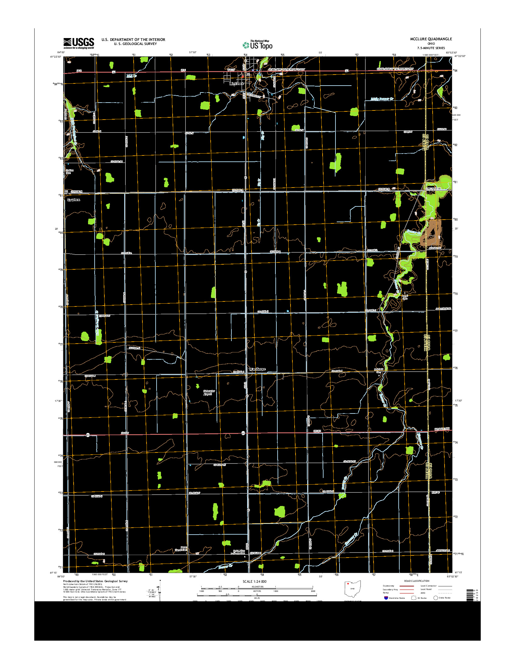 USGS US TOPO 7.5-MINUTE MAP FOR MCCLURE, OH 2013