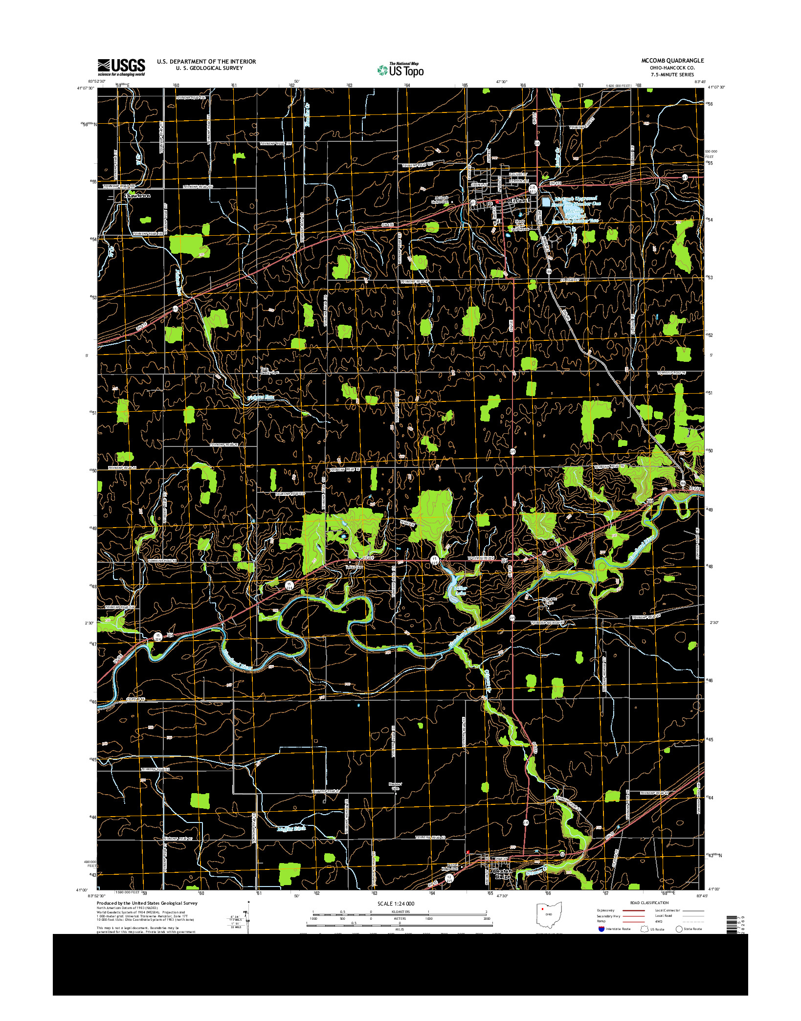 USGS US TOPO 7.5-MINUTE MAP FOR MCCOMB, OH 2013