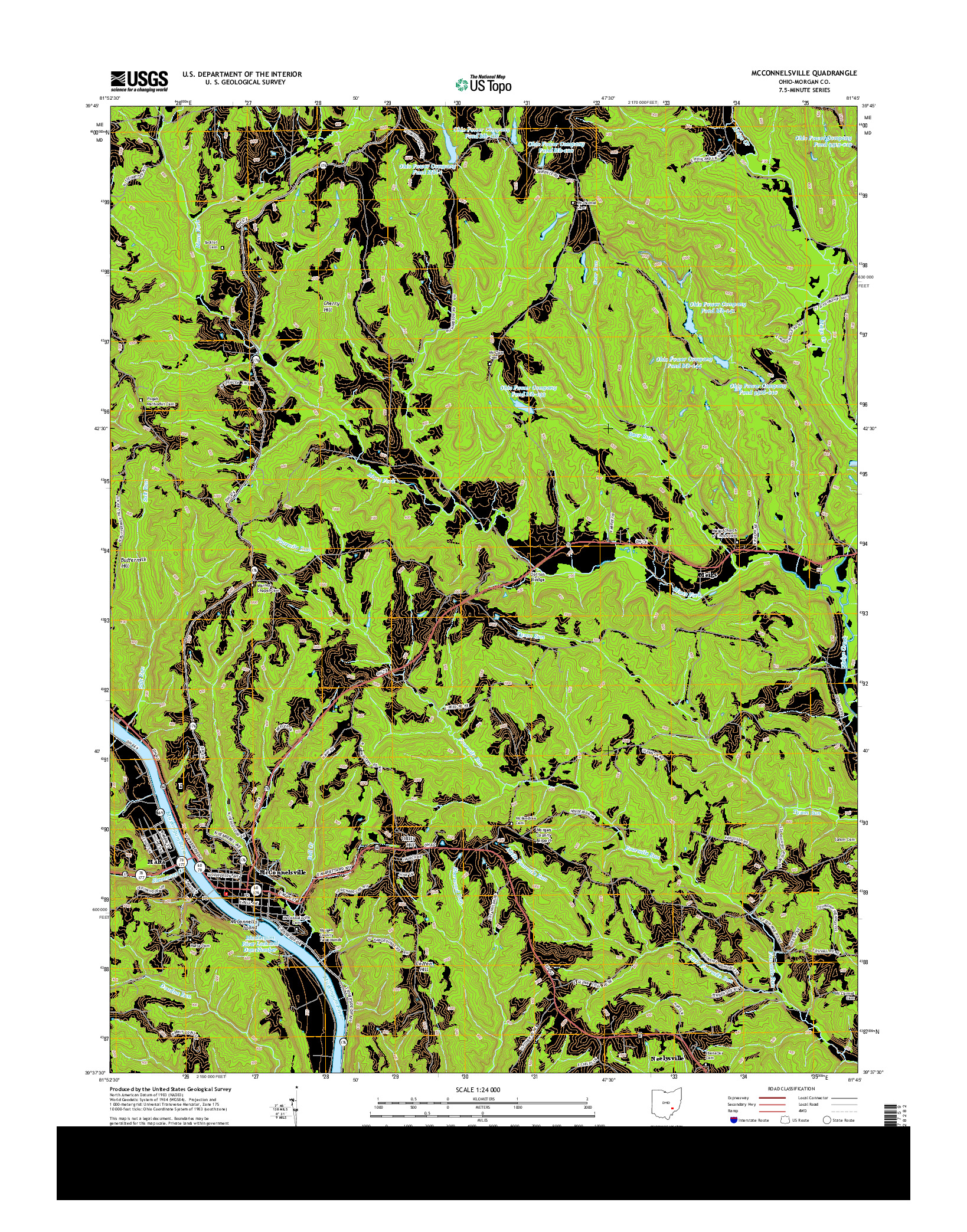 USGS US TOPO 7.5-MINUTE MAP FOR MCCONNELSVILLE, OH 2013