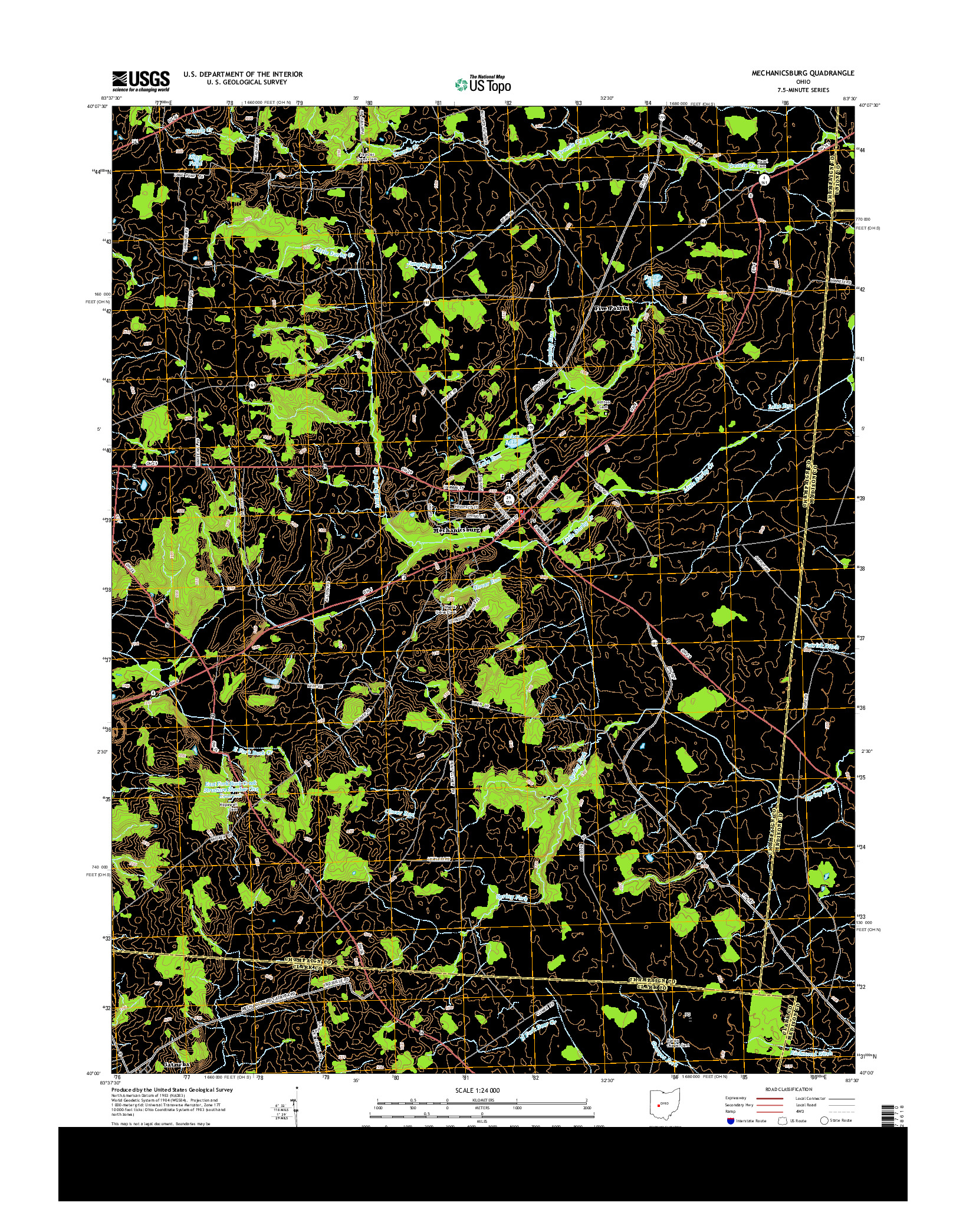 USGS US TOPO 7.5-MINUTE MAP FOR MECHANICSBURG, OH 2013