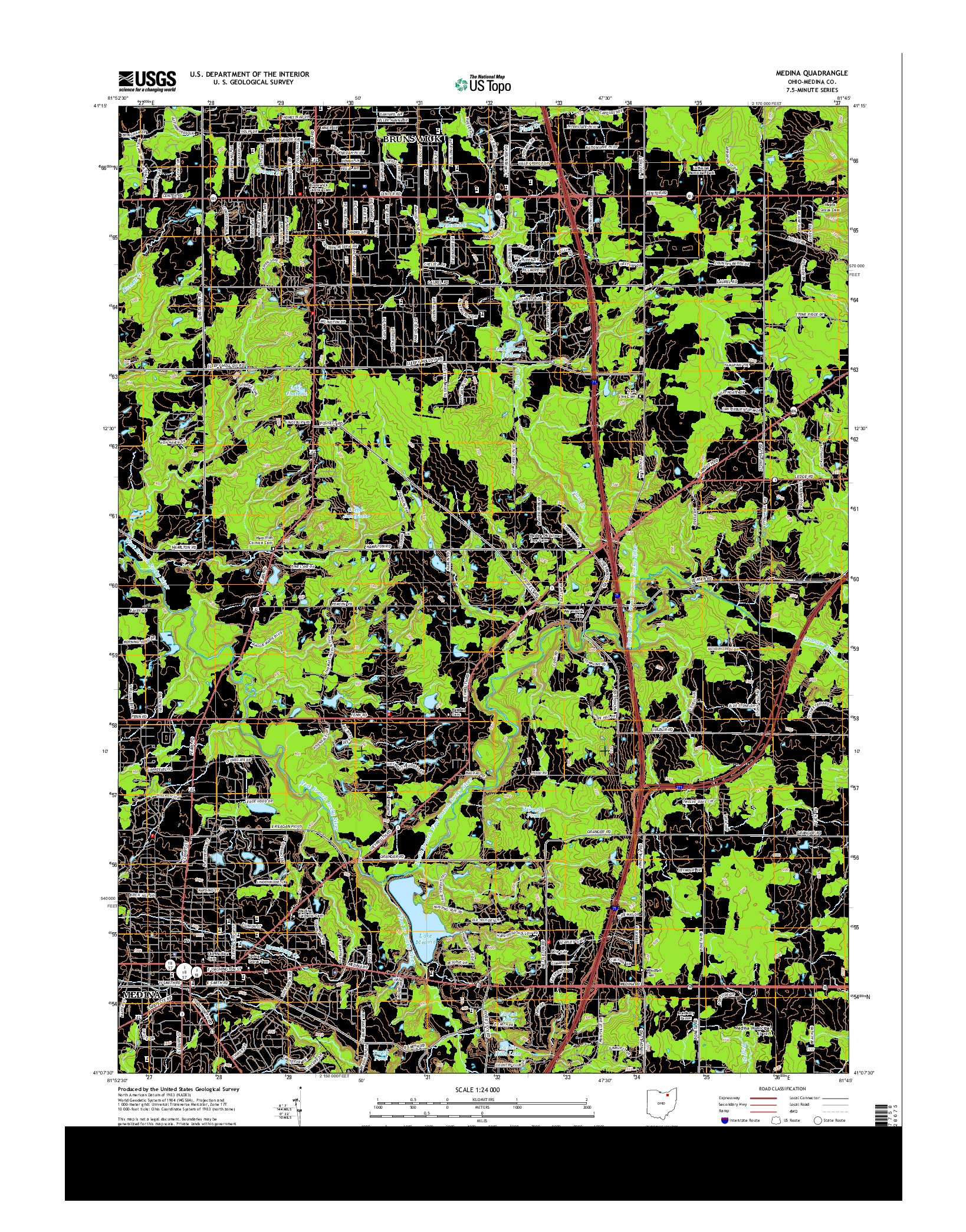 USGS US TOPO 7.5-MINUTE MAP FOR MEDINA, OH 2013