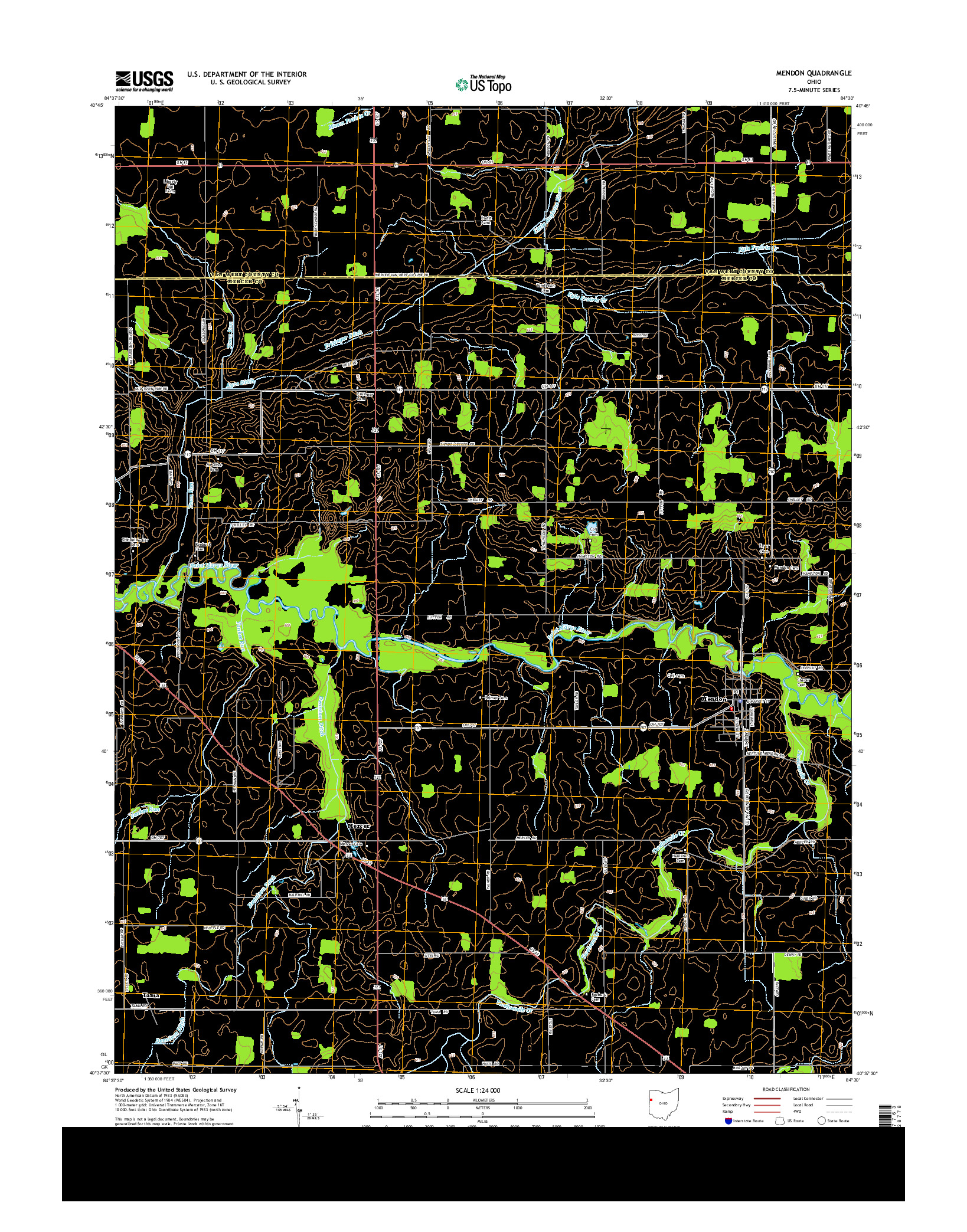 USGS US TOPO 7.5-MINUTE MAP FOR MENDON, OH 2013