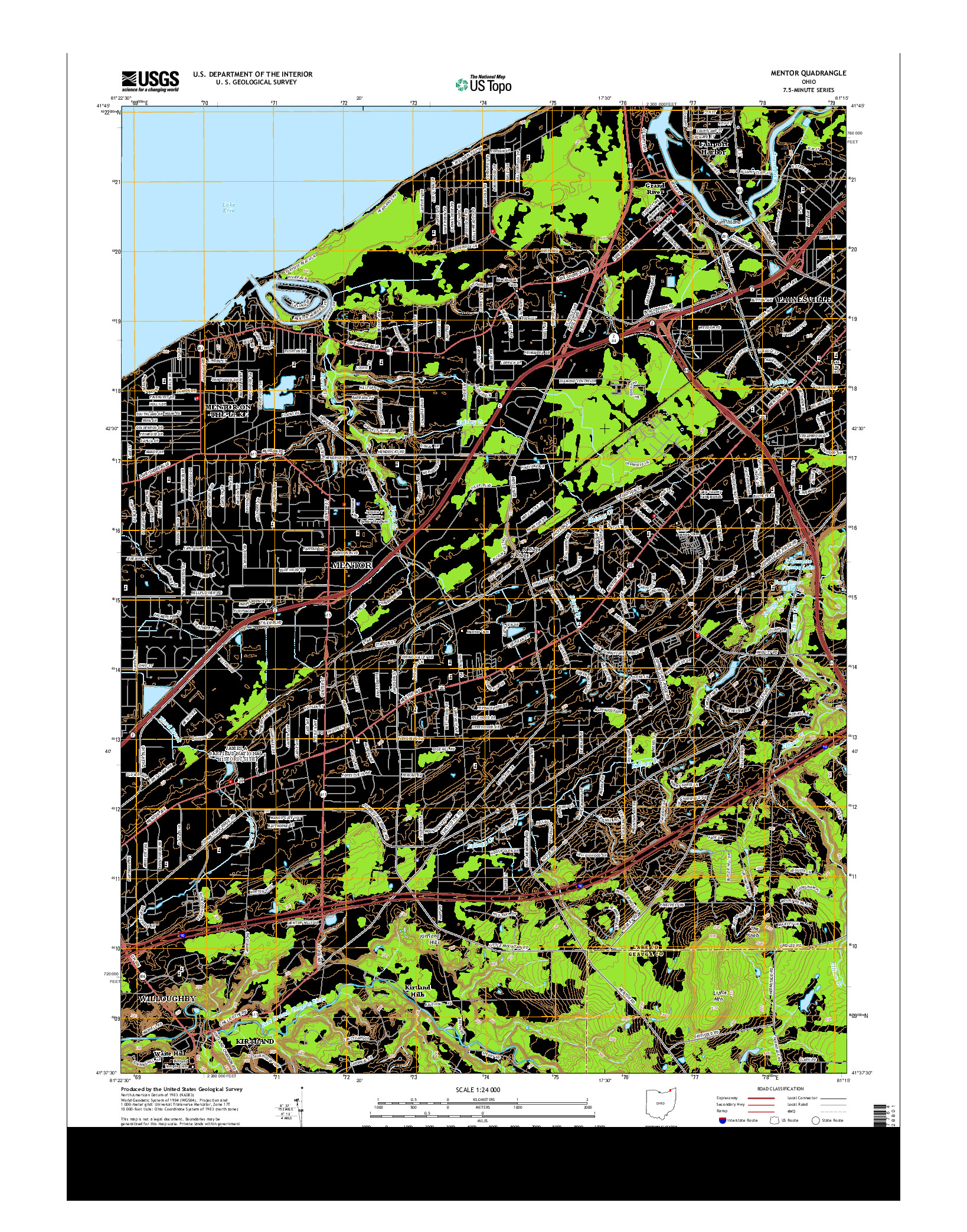 USGS US TOPO 7.5-MINUTE MAP FOR MENTOR, OH 2013