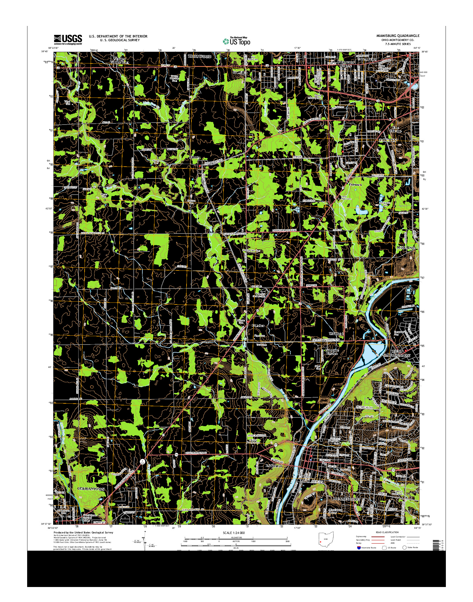 USGS US TOPO 7.5-MINUTE MAP FOR MIAMISBURG, OH 2013