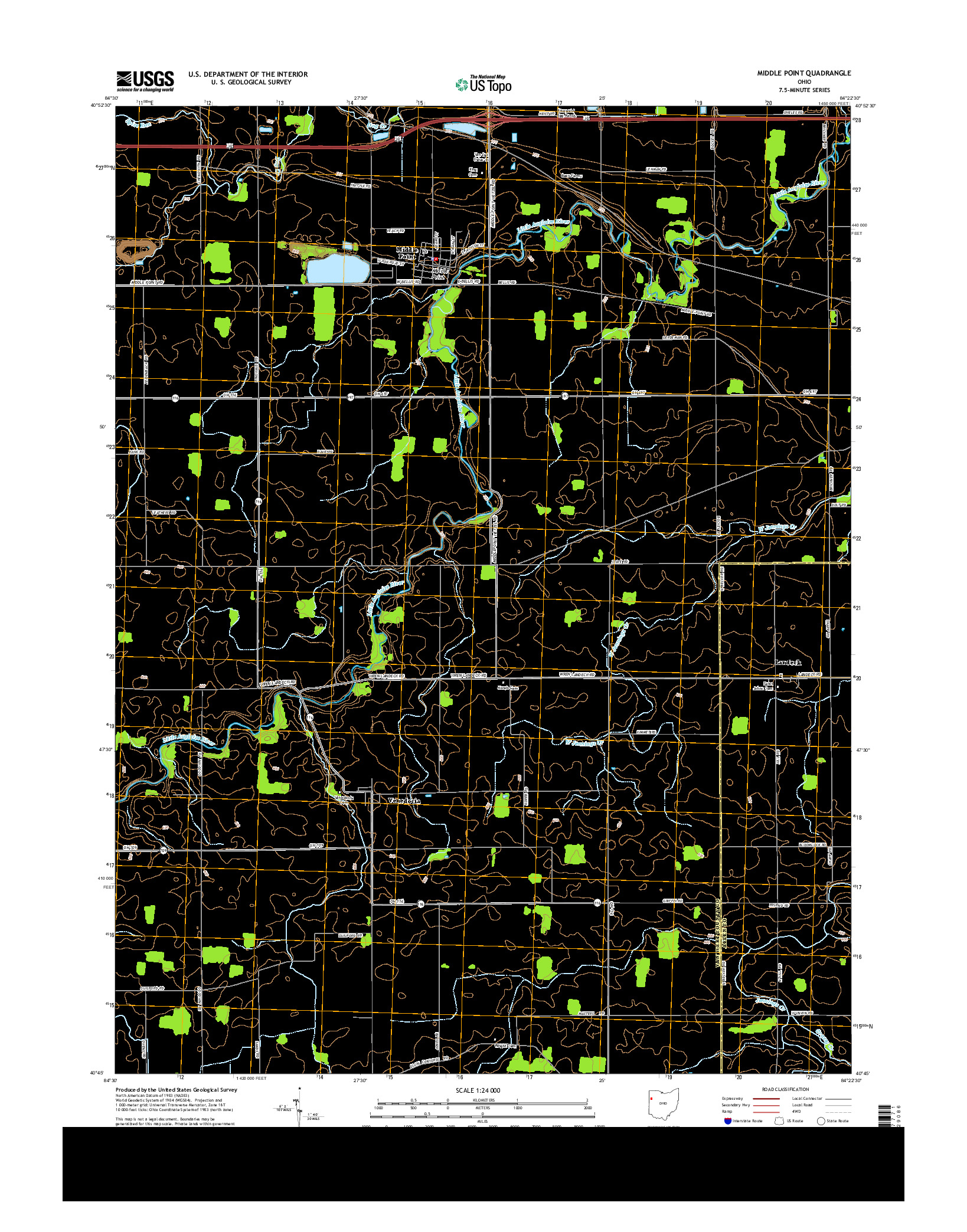 USGS US TOPO 7.5-MINUTE MAP FOR MIDDLE POINT, OH 2013