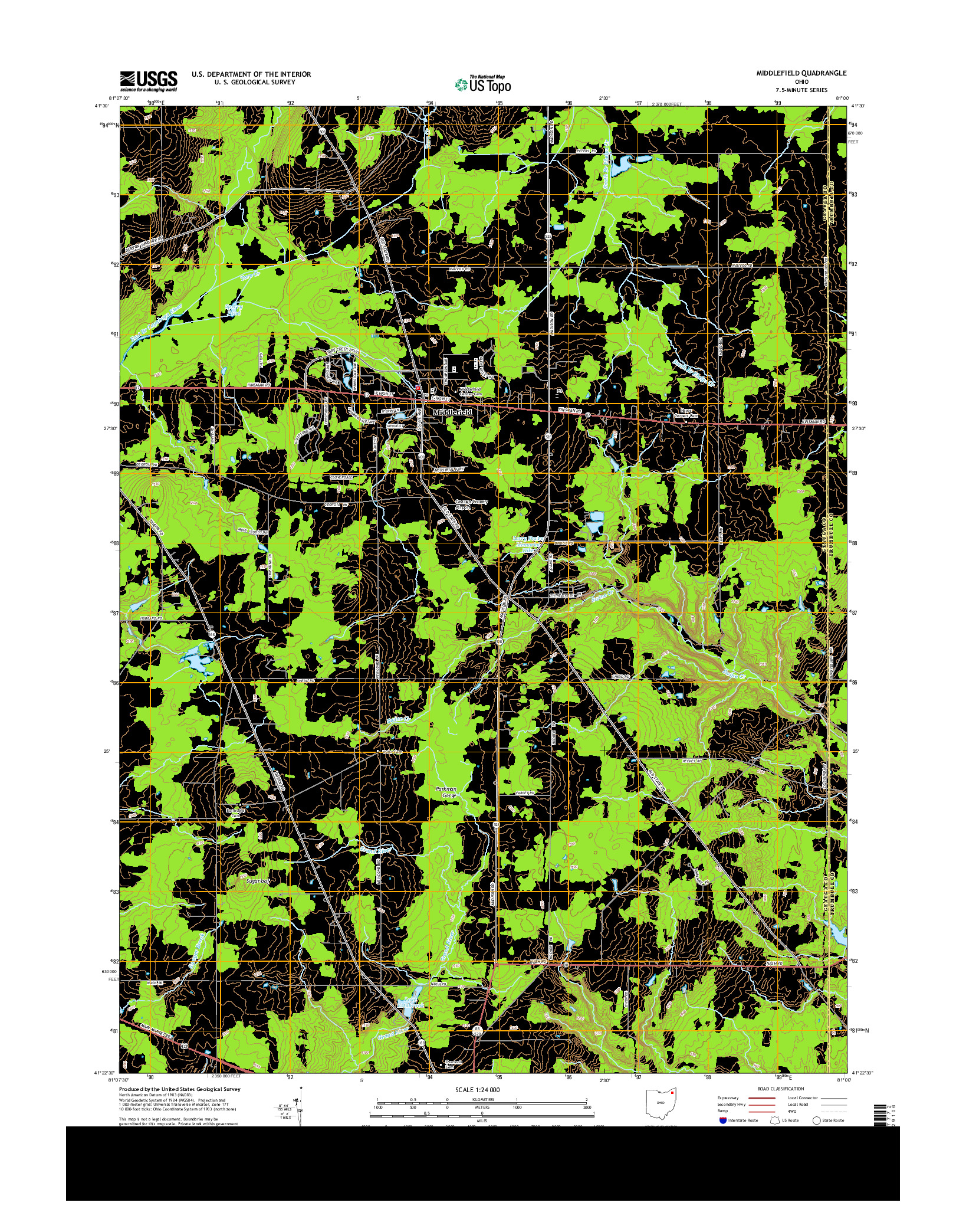 USGS US TOPO 7.5-MINUTE MAP FOR MIDDLEFIELD, OH 2013