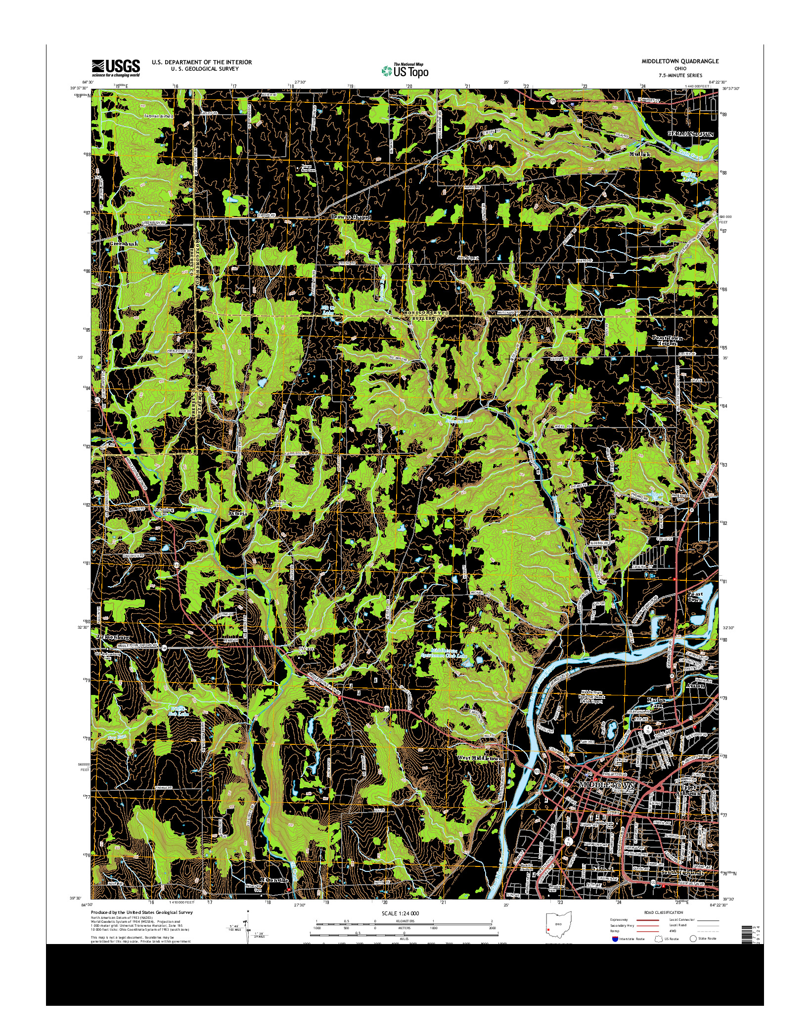 USGS US TOPO 7.5-MINUTE MAP FOR MIDDLETOWN, OH 2013