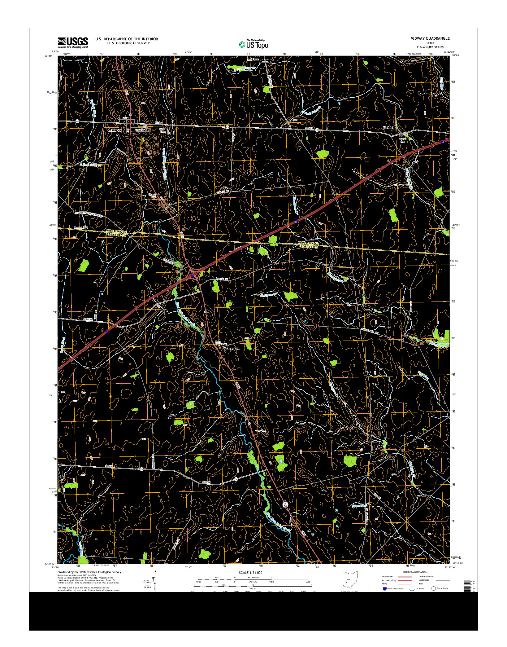 USGS US TOPO 7.5-MINUTE MAP FOR MIDWAY, OH 2013