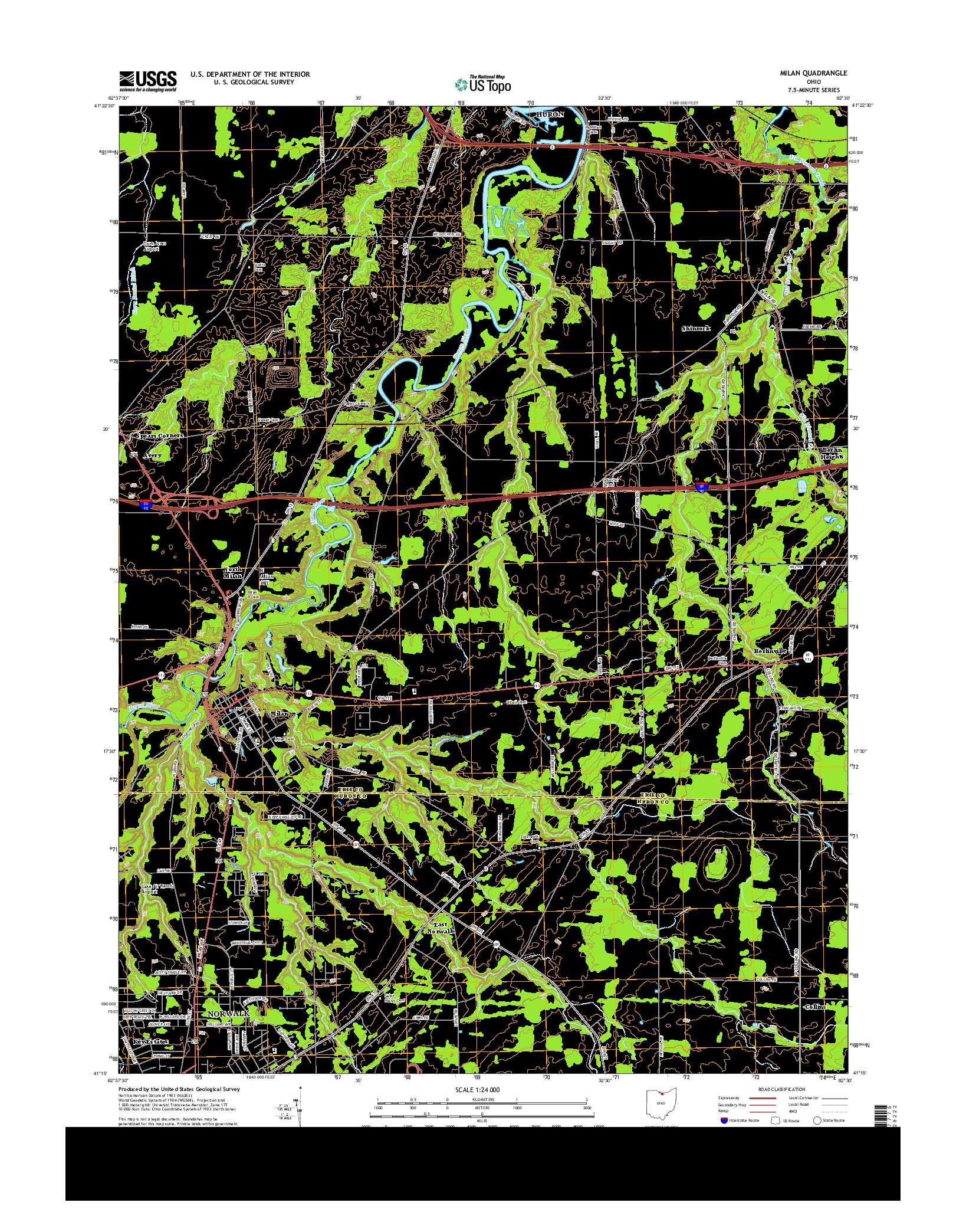 USGS US TOPO 7.5-MINUTE MAP FOR MILAN, OH 2013