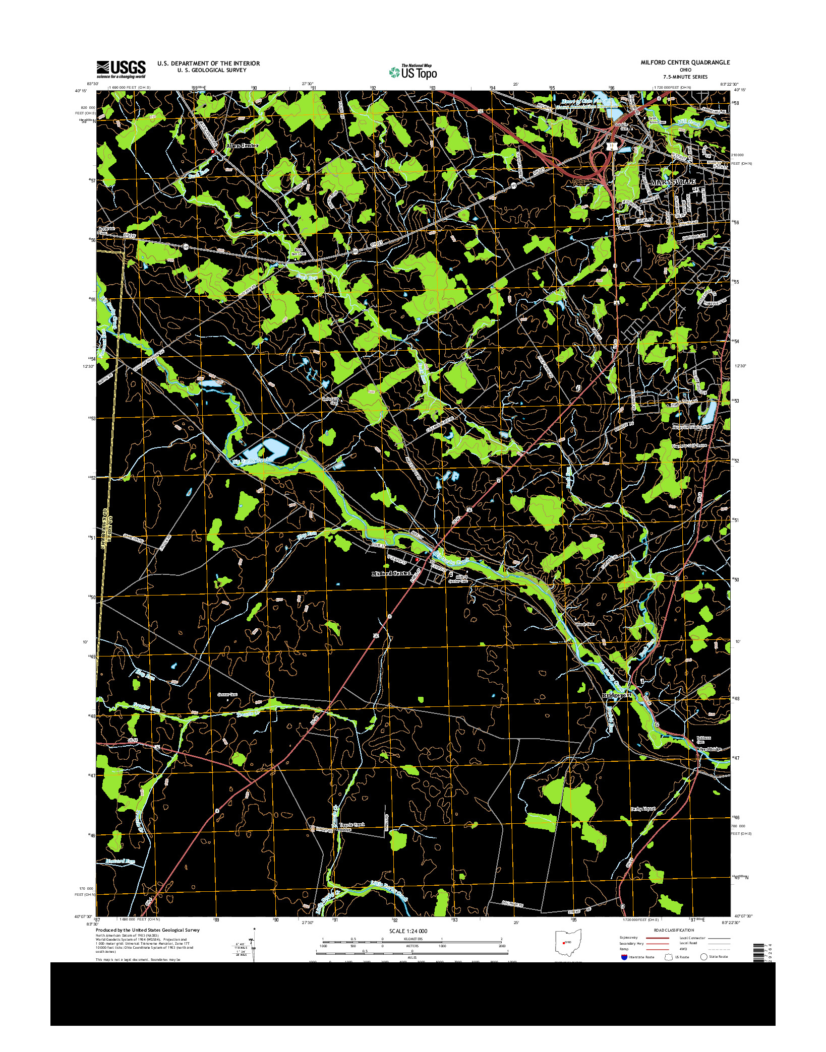 USGS US TOPO 7.5-MINUTE MAP FOR MILFORD CENTER, OH 2013