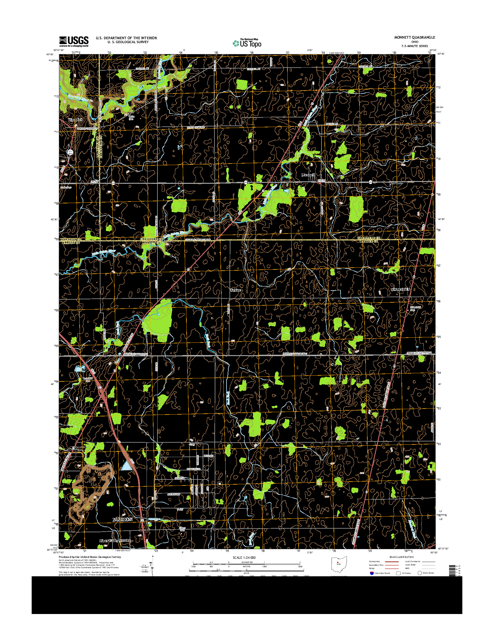 USGS US TOPO 7.5-MINUTE MAP FOR MONNETT, OH 2013