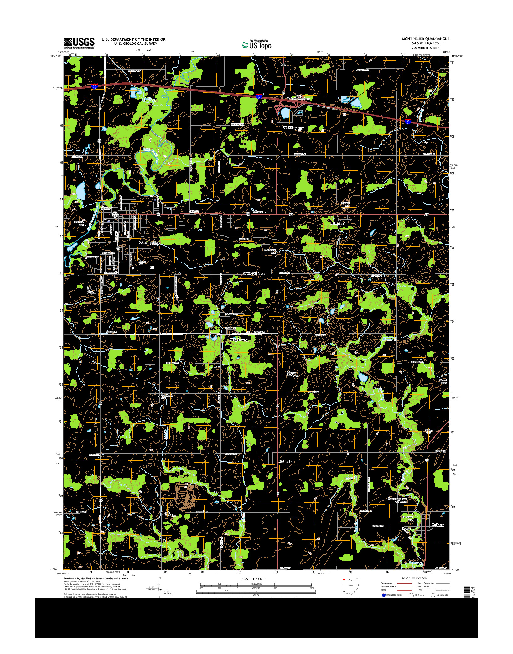 USGS US TOPO 7.5-MINUTE MAP FOR MONTPELIER, OH 2013