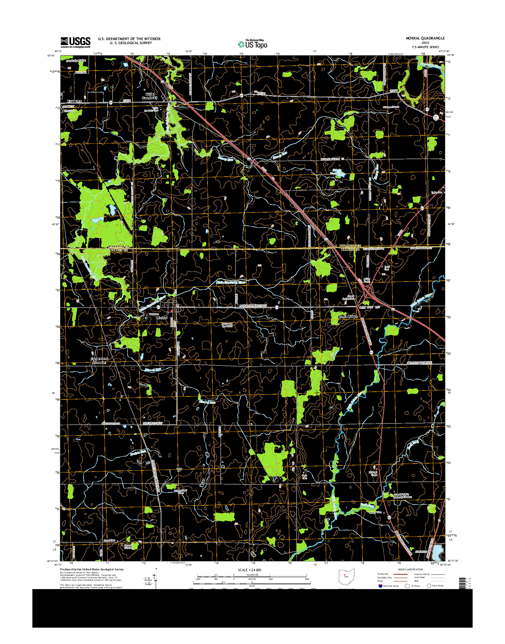 USGS US TOPO 7.5-MINUTE MAP FOR MORRAL, OH 2013